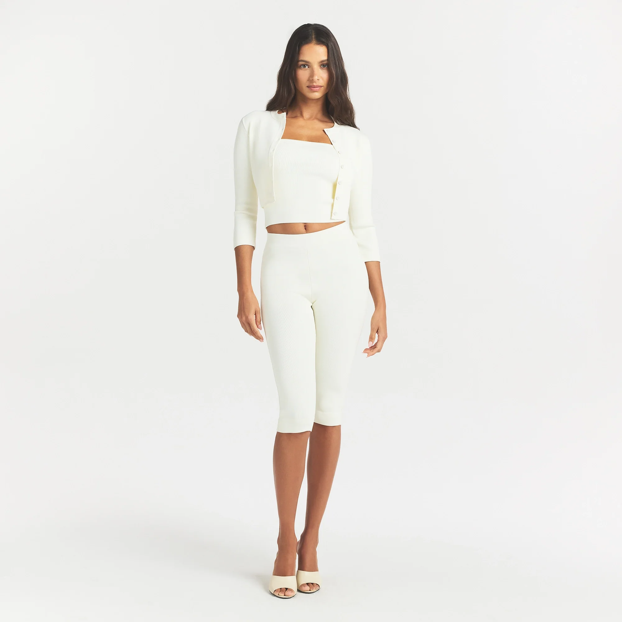 REFINED KNIT CROPPED CARDIGAN | EGRET - Image 5