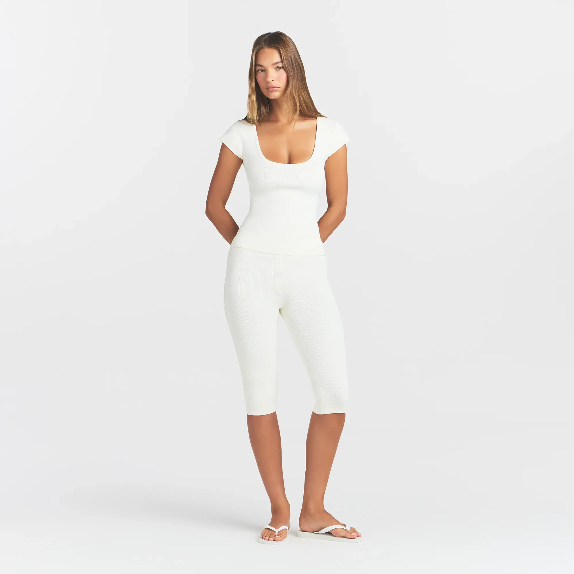 REFINED KNIT SCOOP NECK TOP | EGRET - Image 2