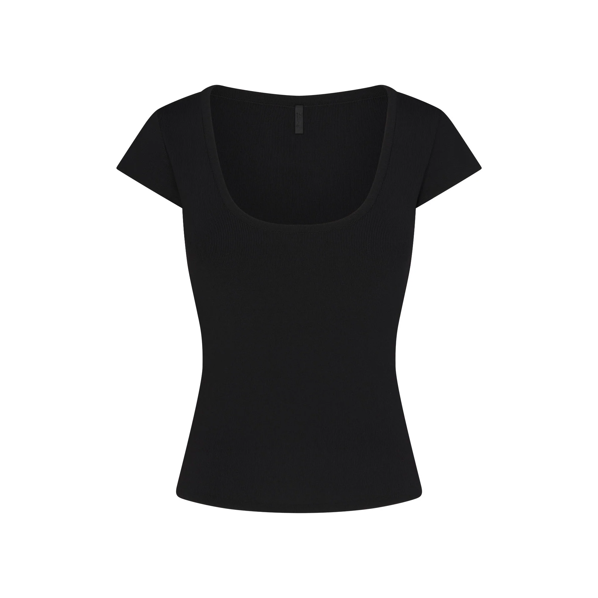 REFINED KNIT SCOOP NECK TOP | OBSIDIAN