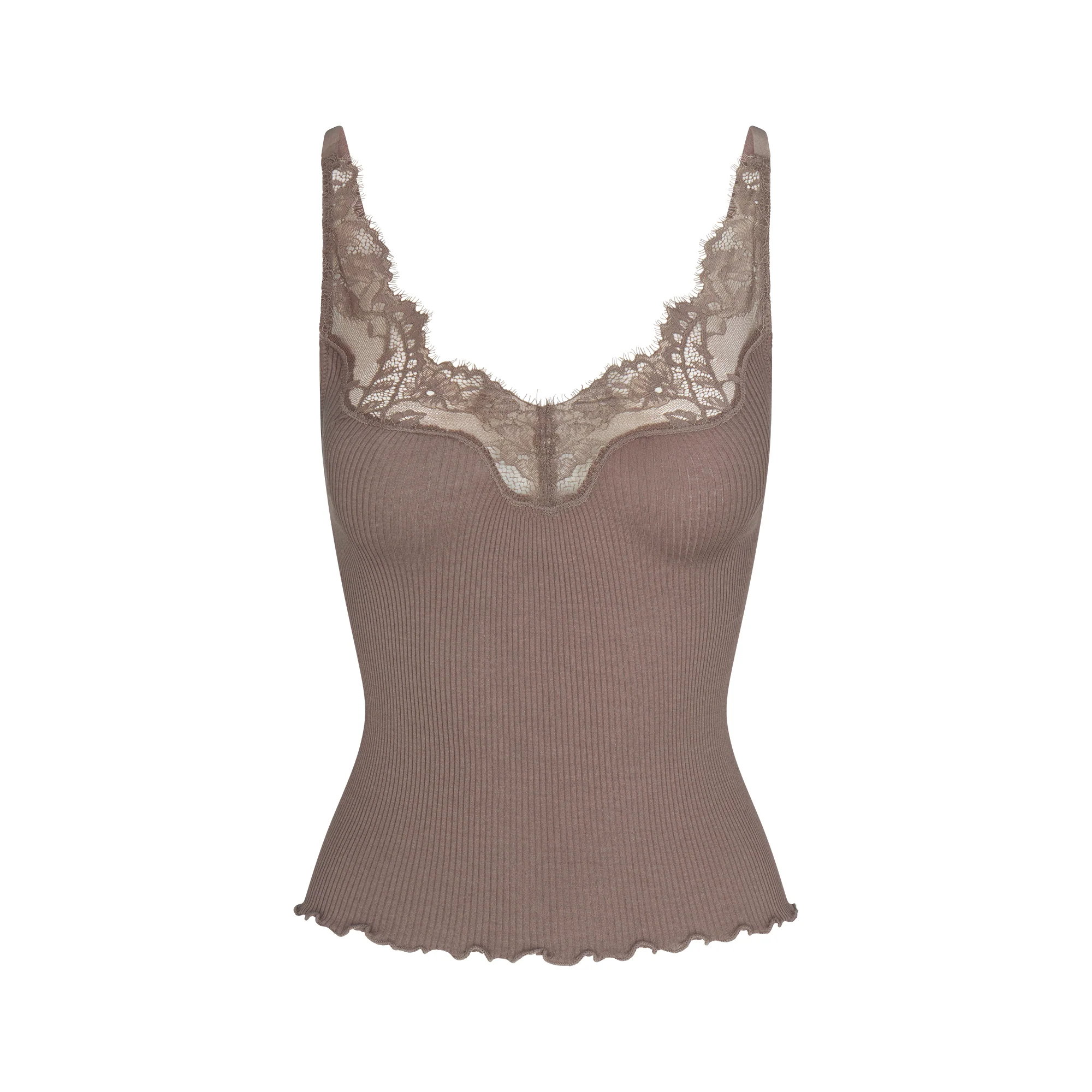 RIB KNIT LACE CAMI | AMETHYST