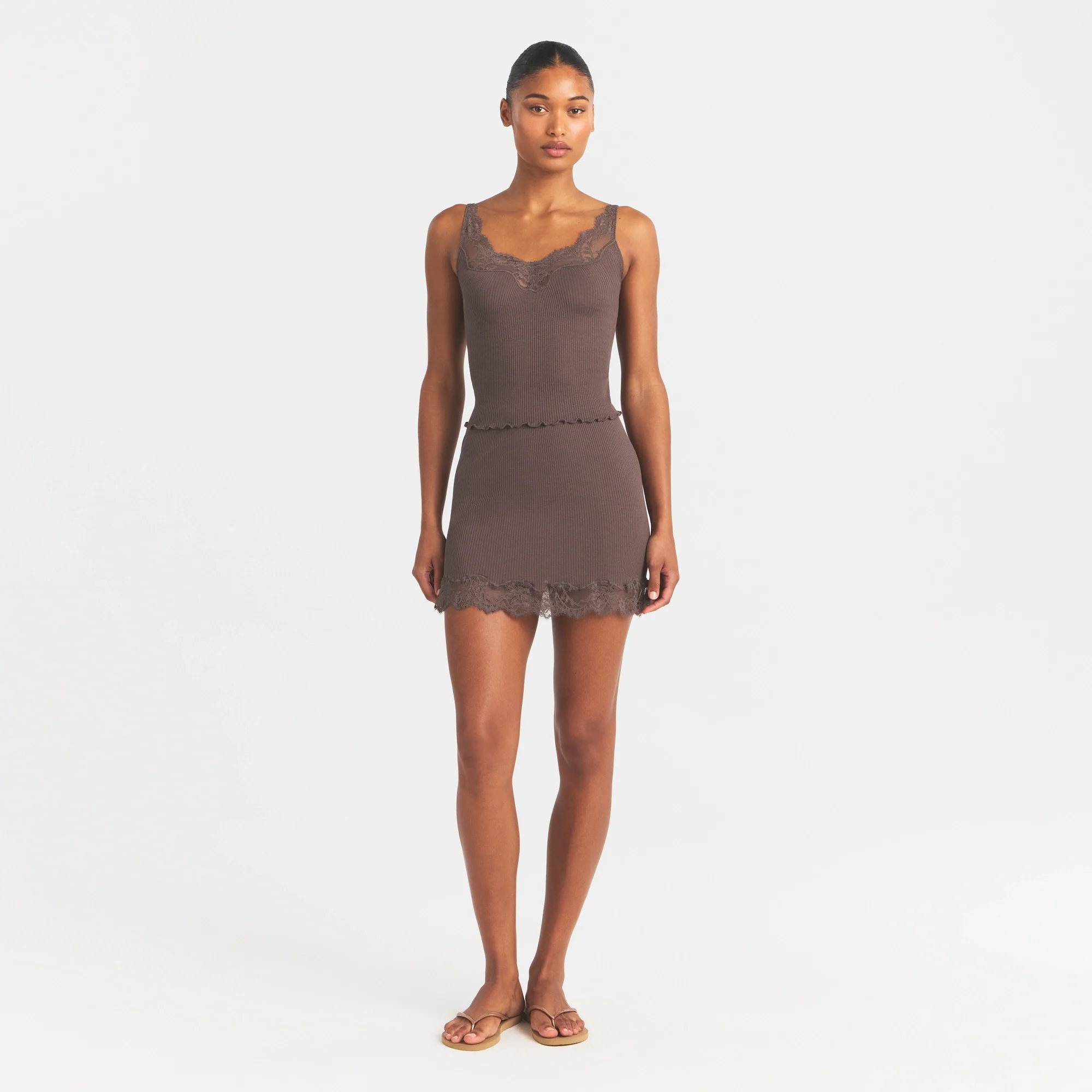 RIB KNIT LACE CAMI | AMETHYST - Image 2