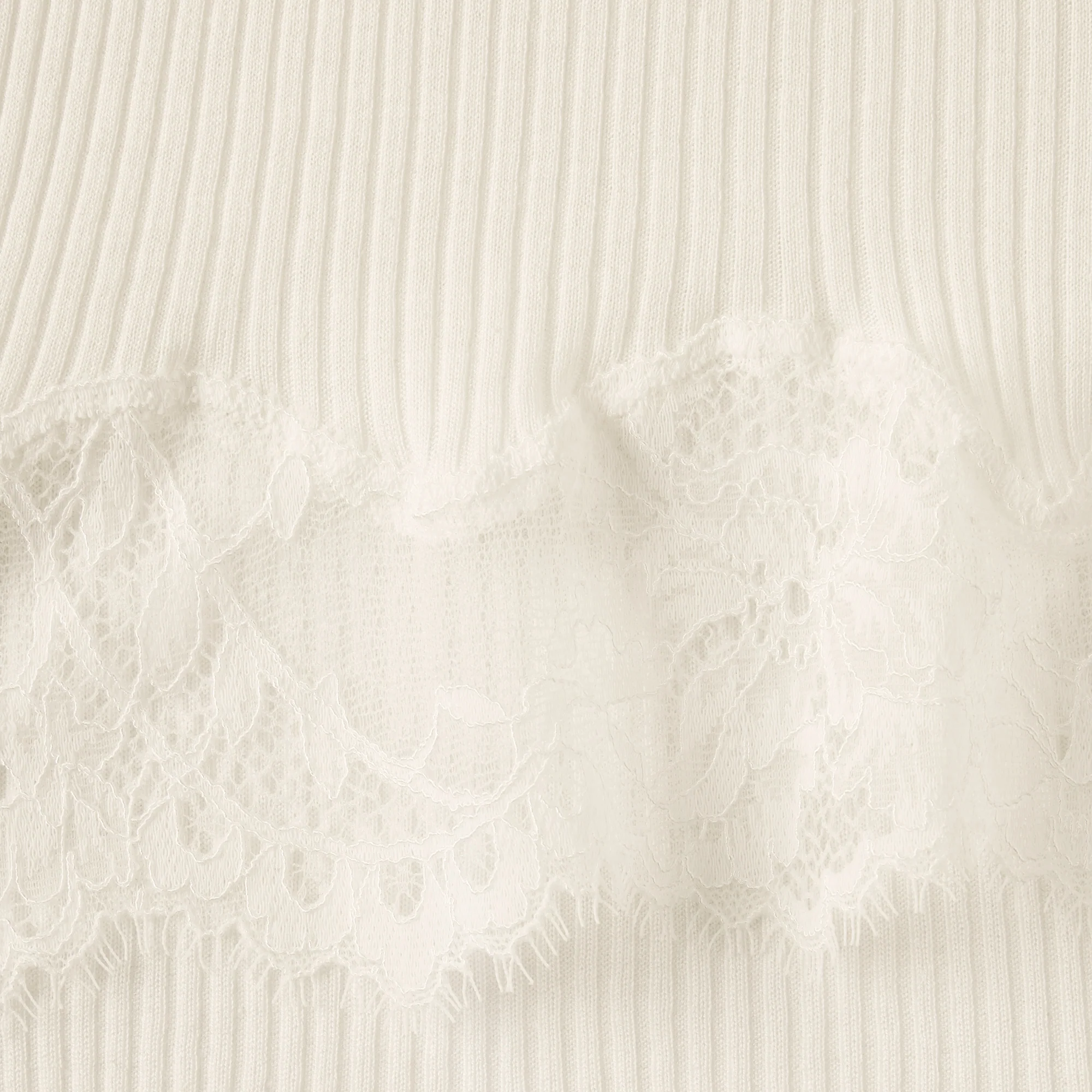 RIB KNIT LACE MIDI SKIRT | EGRET - Image 6