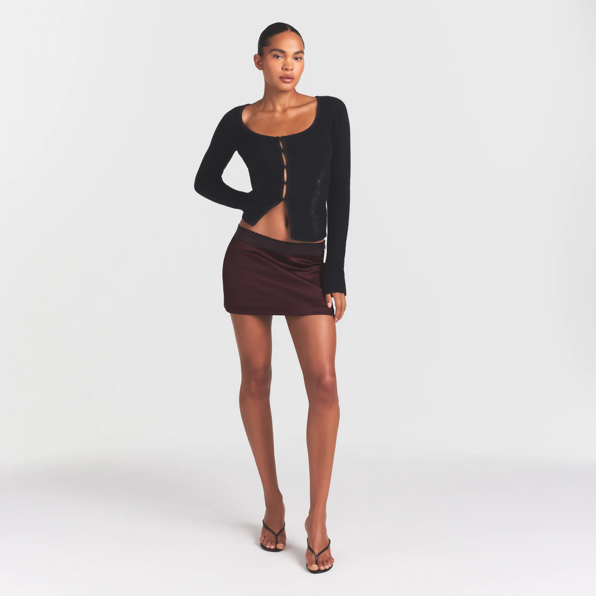 SATIN MINI SKIRT | CURRANT - Image 2