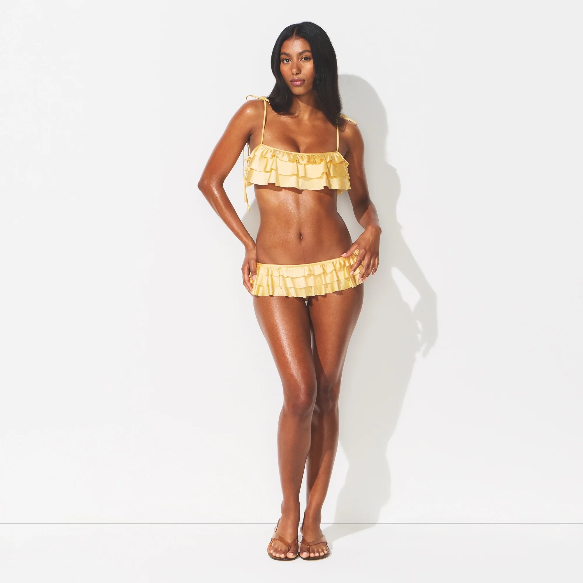 SATIN SWIM RUFFLE BIKINI TOP | MARZIPAN - Image 2