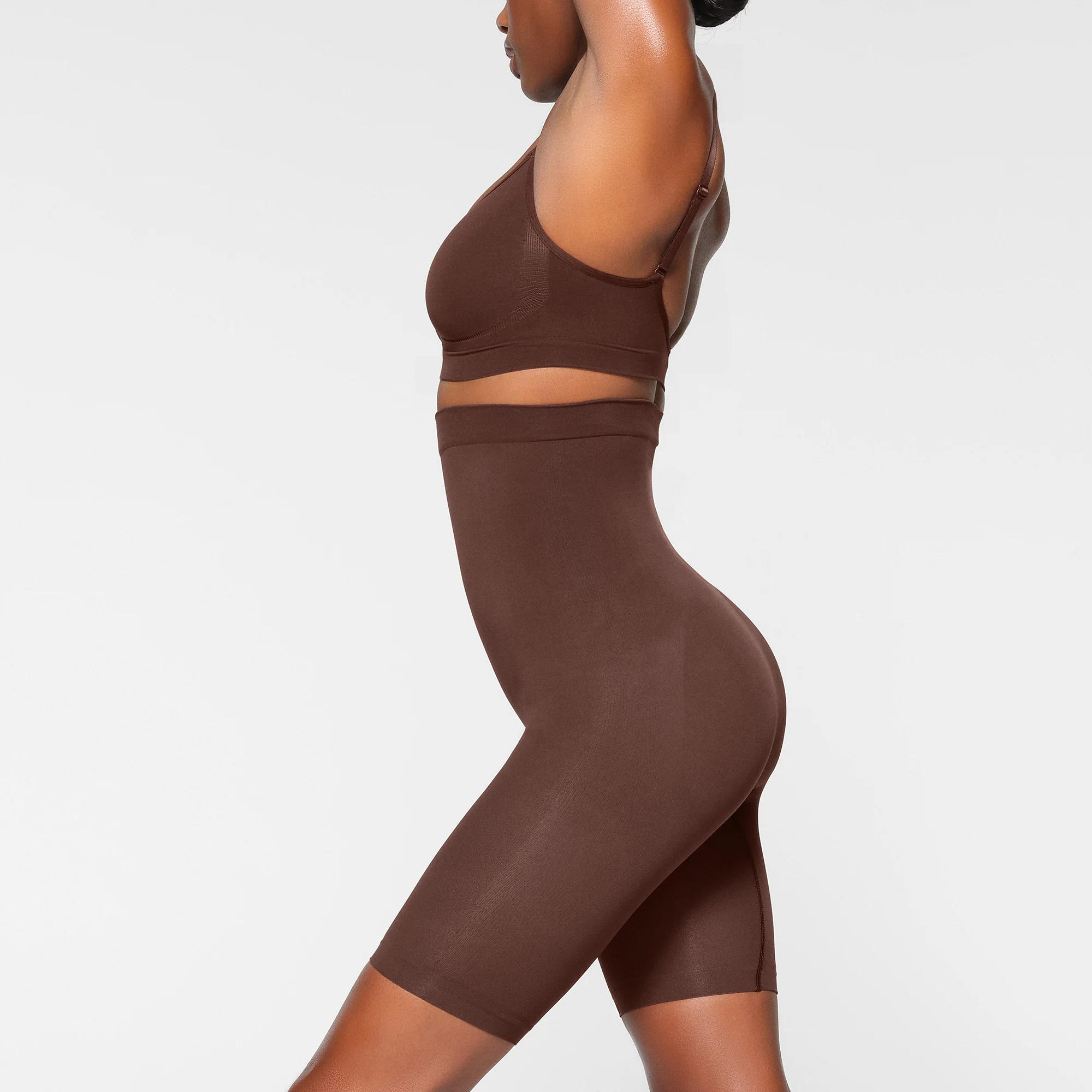 SEAMLESS SCULPT HIGH-WAISTED ABOVE THE KNEE SHORT | COCOA - Image 3
