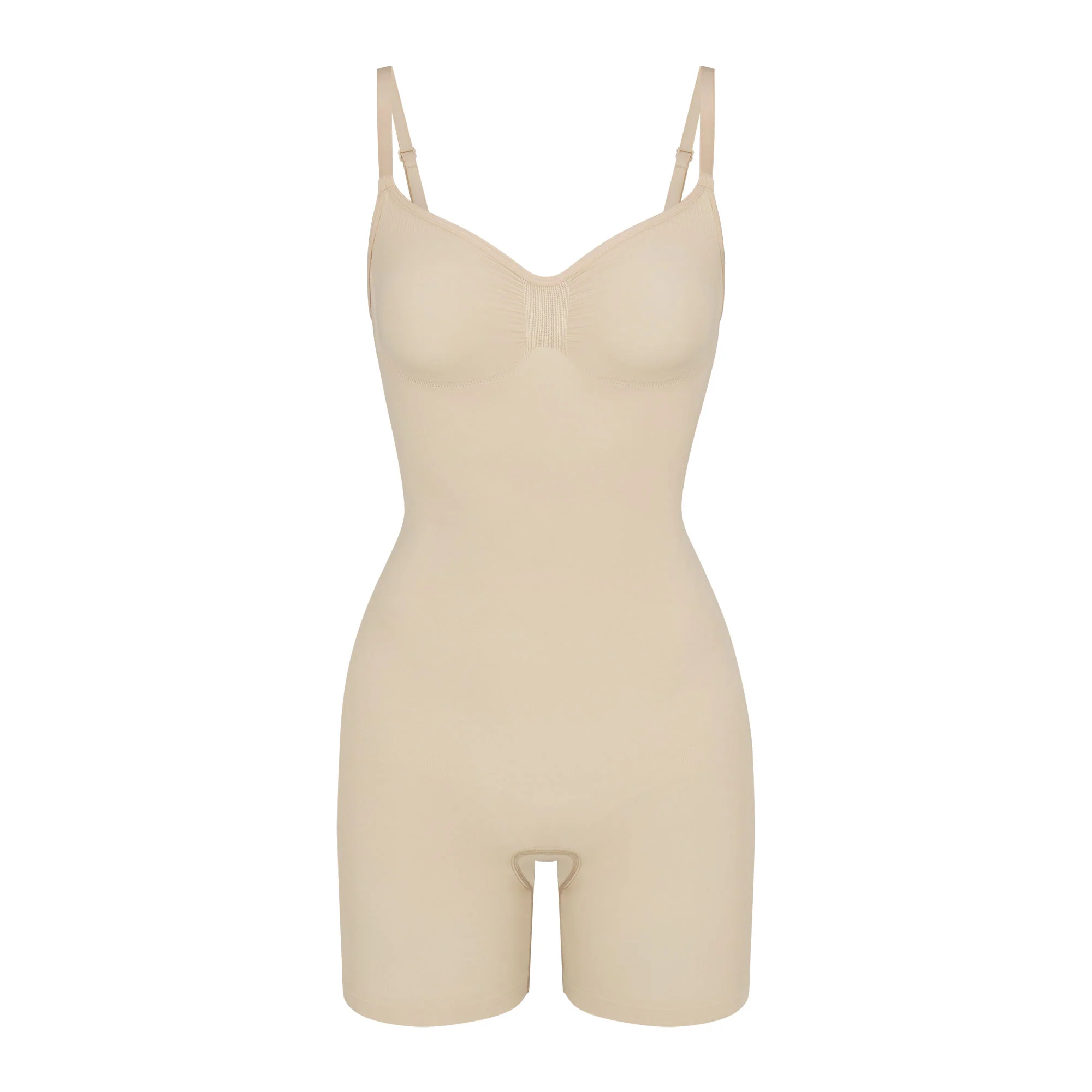 SEAMLESS SCULPT MID THIGH BODYSUIT | SAND