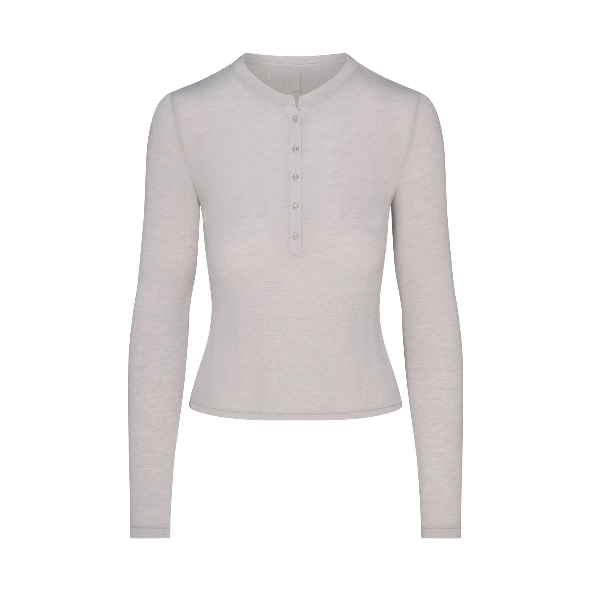 SHEER MODAL CREWNECK HENLEY | HEATHER GREY