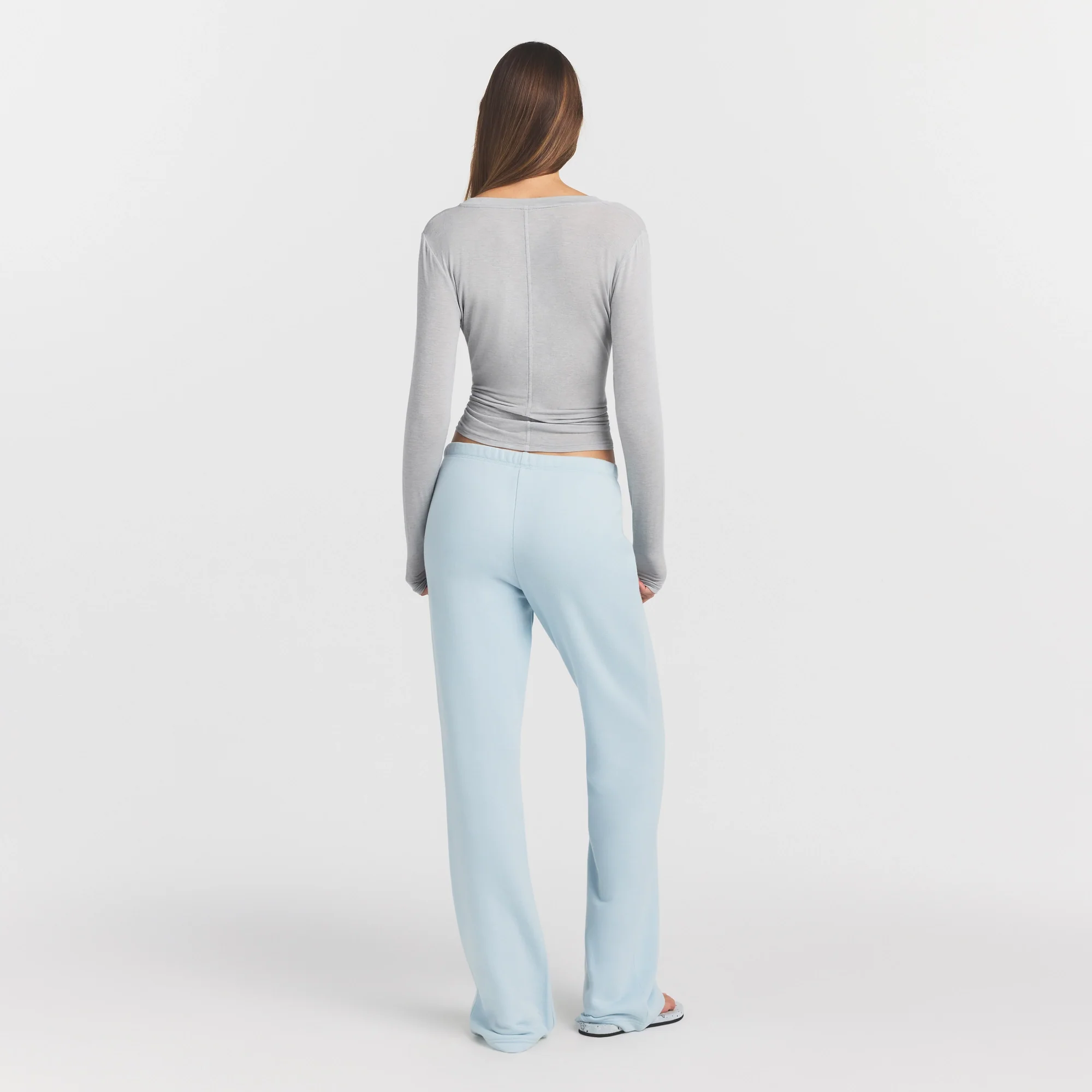 SHEER MODAL CREWNECK HENLEY | HEATHER GREY - Image 4