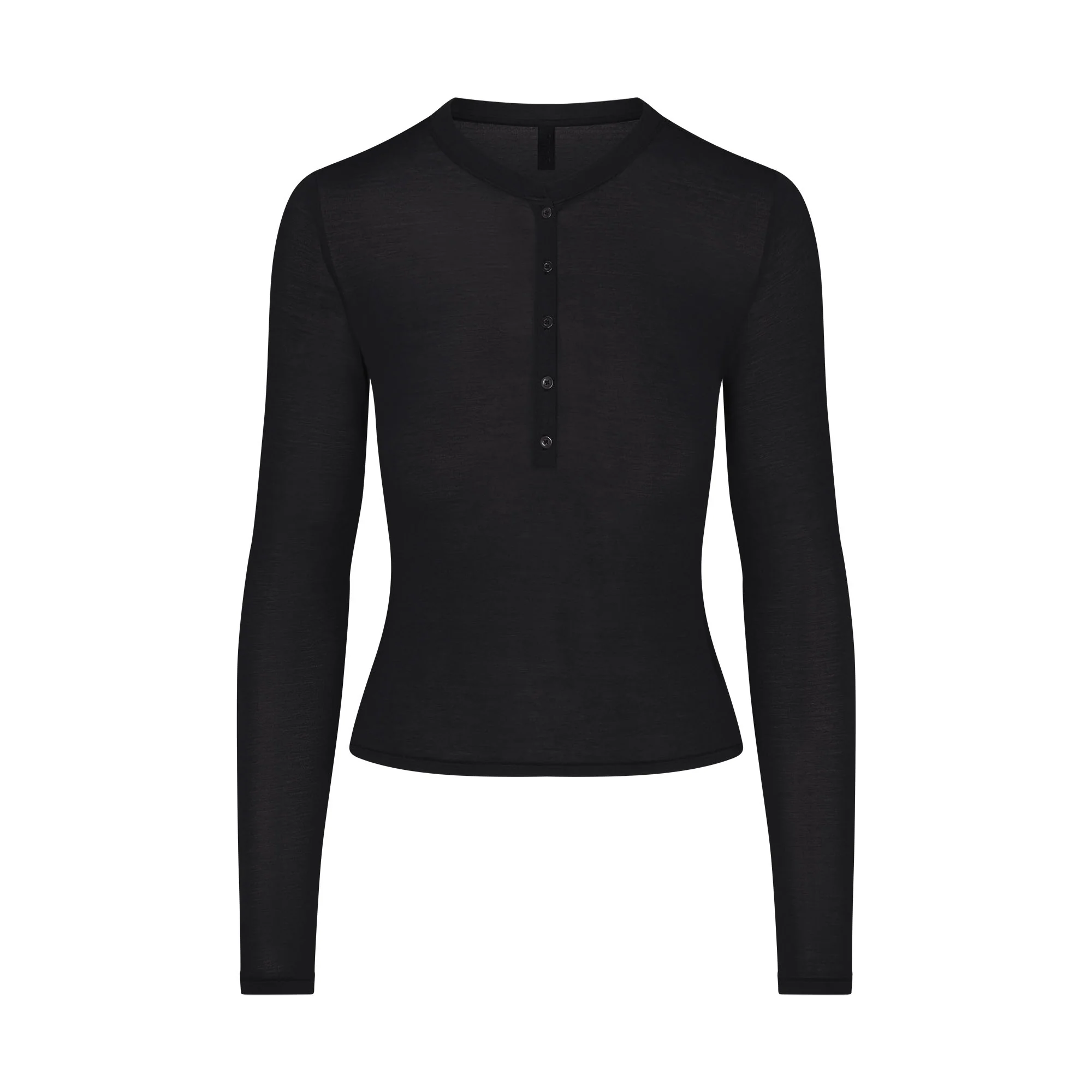 SHEER MODAL CREWNECK HENLEY | ONYX