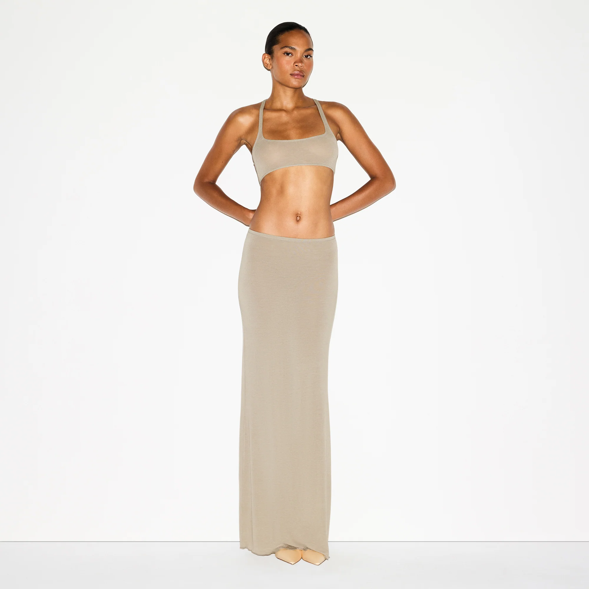 SHEER MODAL LONG SKIRT | DUNE - Image 2