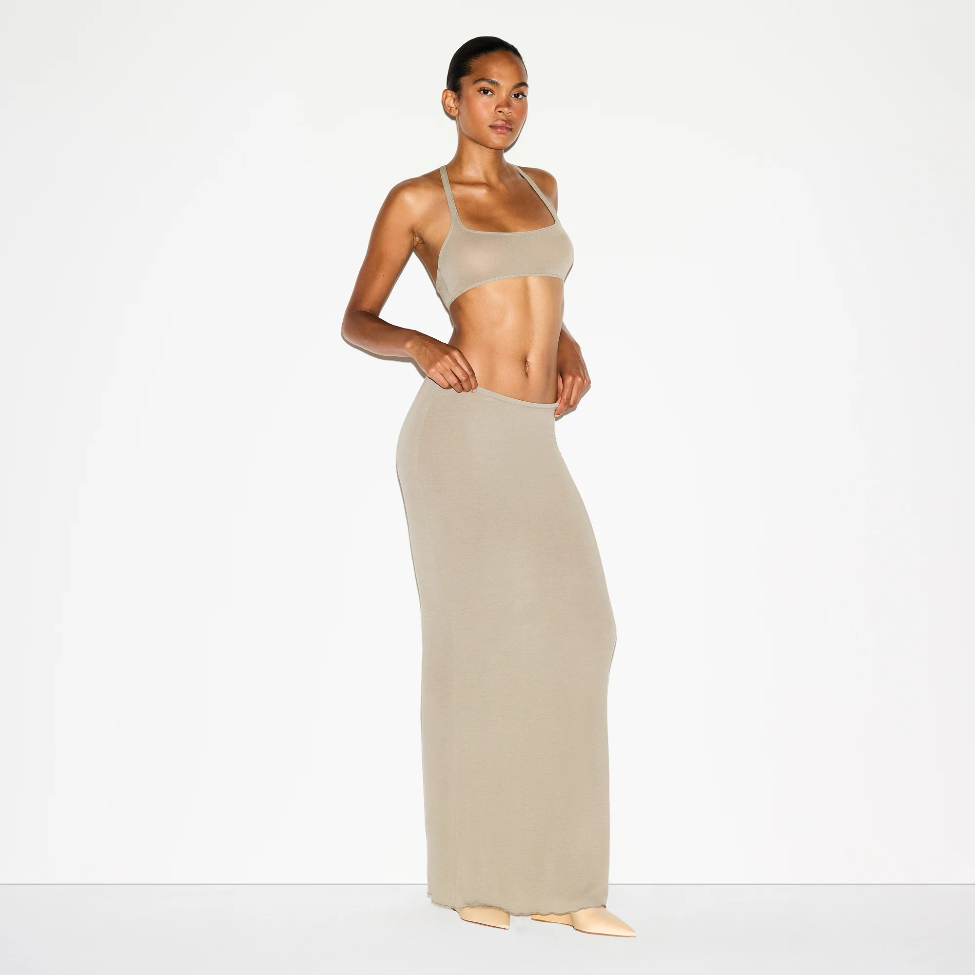 SHEER MODAL LONG SKIRT | DUNE - Image 4