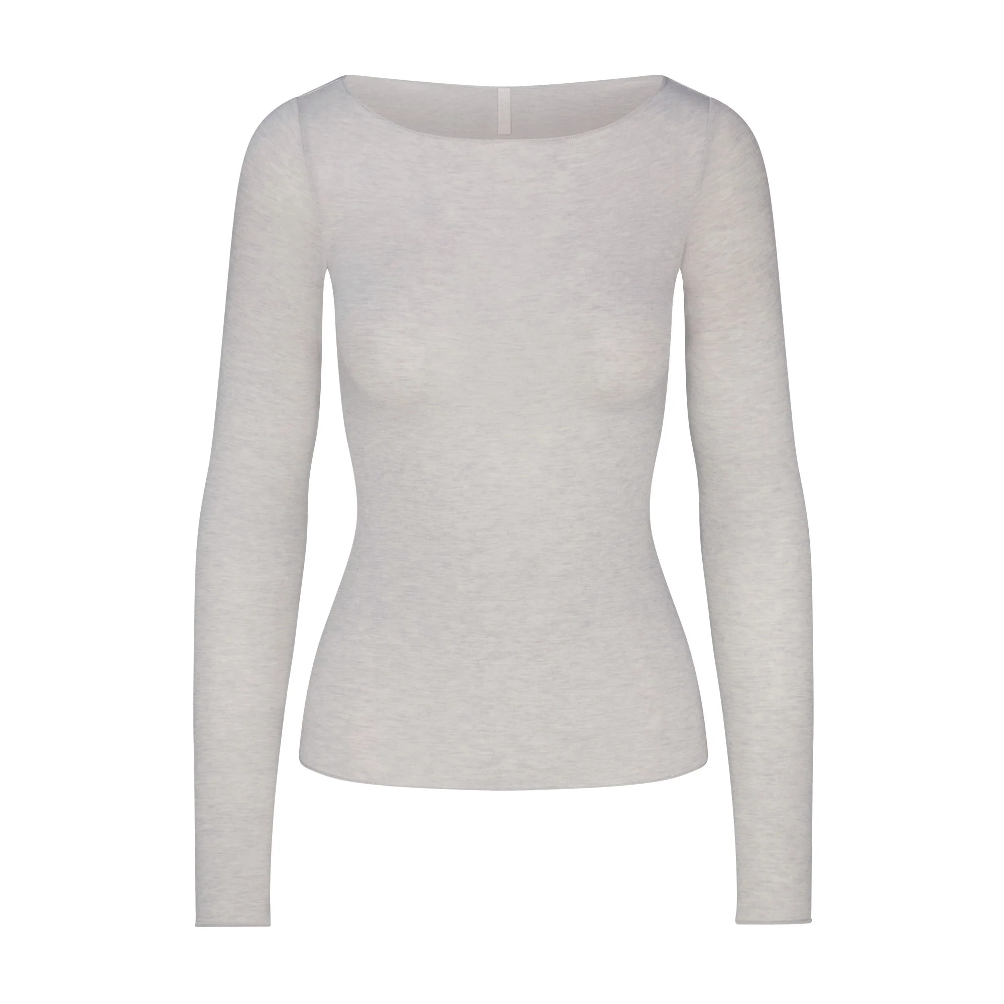 SHEER MODAL LONG SLEEVE BOATNECK TOP | HEATHER GREY
