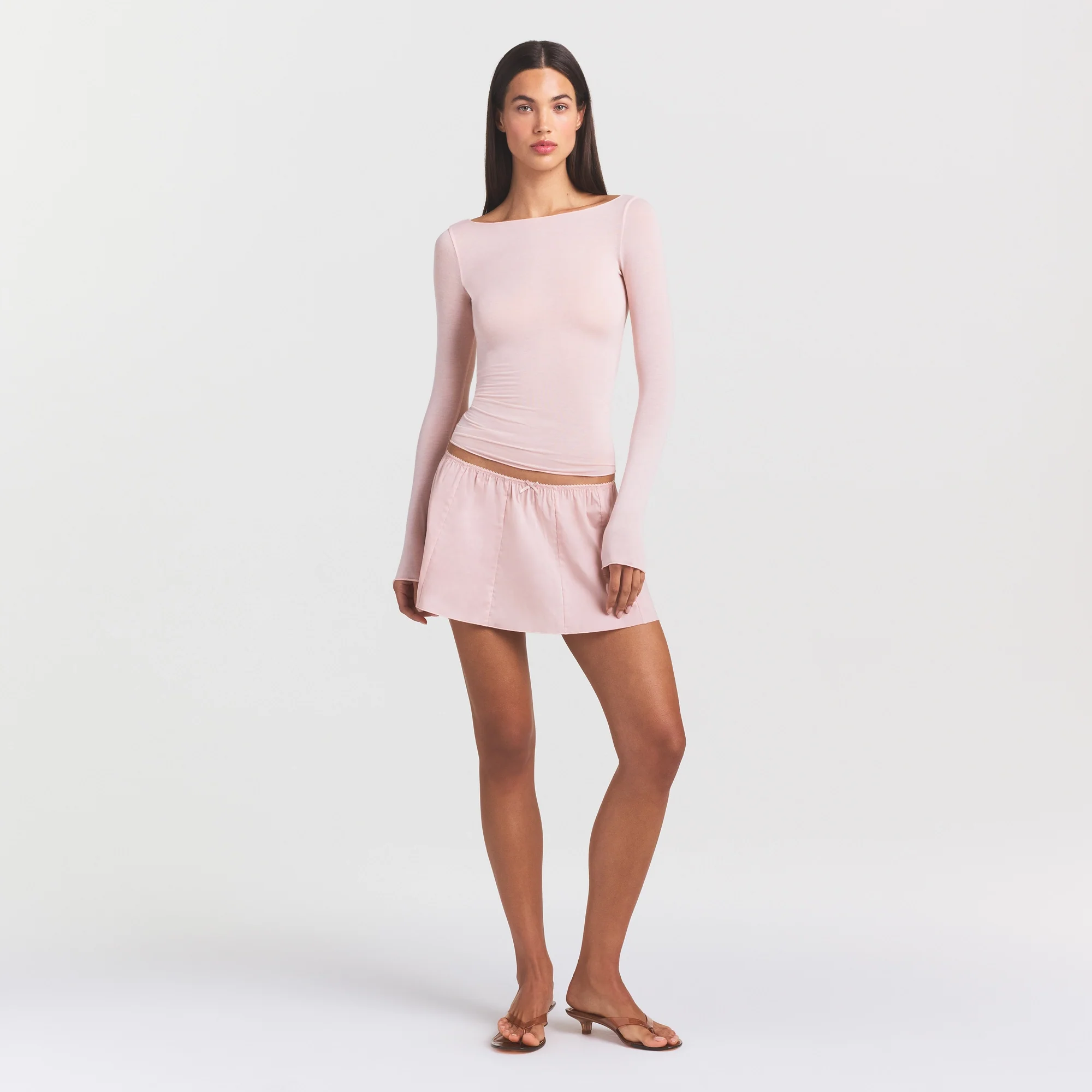 SHEER MODAL LONG SLEEVE BOATNECK TOP | PRIMROSE - Image 2