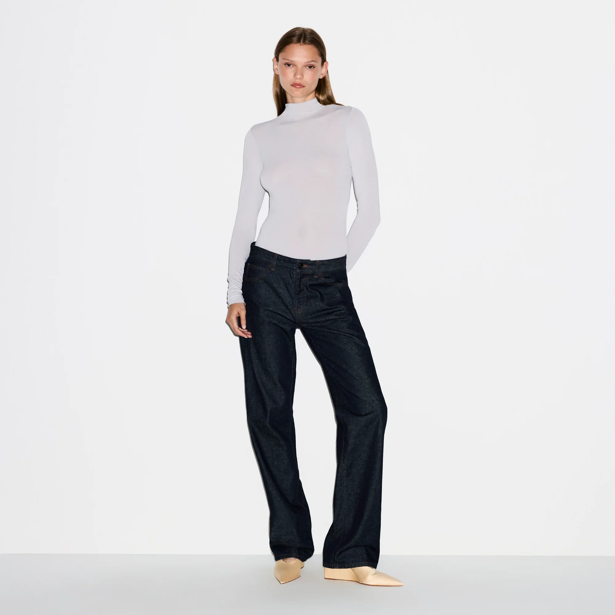 SHEER MODAL LONG SLEEVE TURTLENECK BODYSUIT | MIST - Image 2