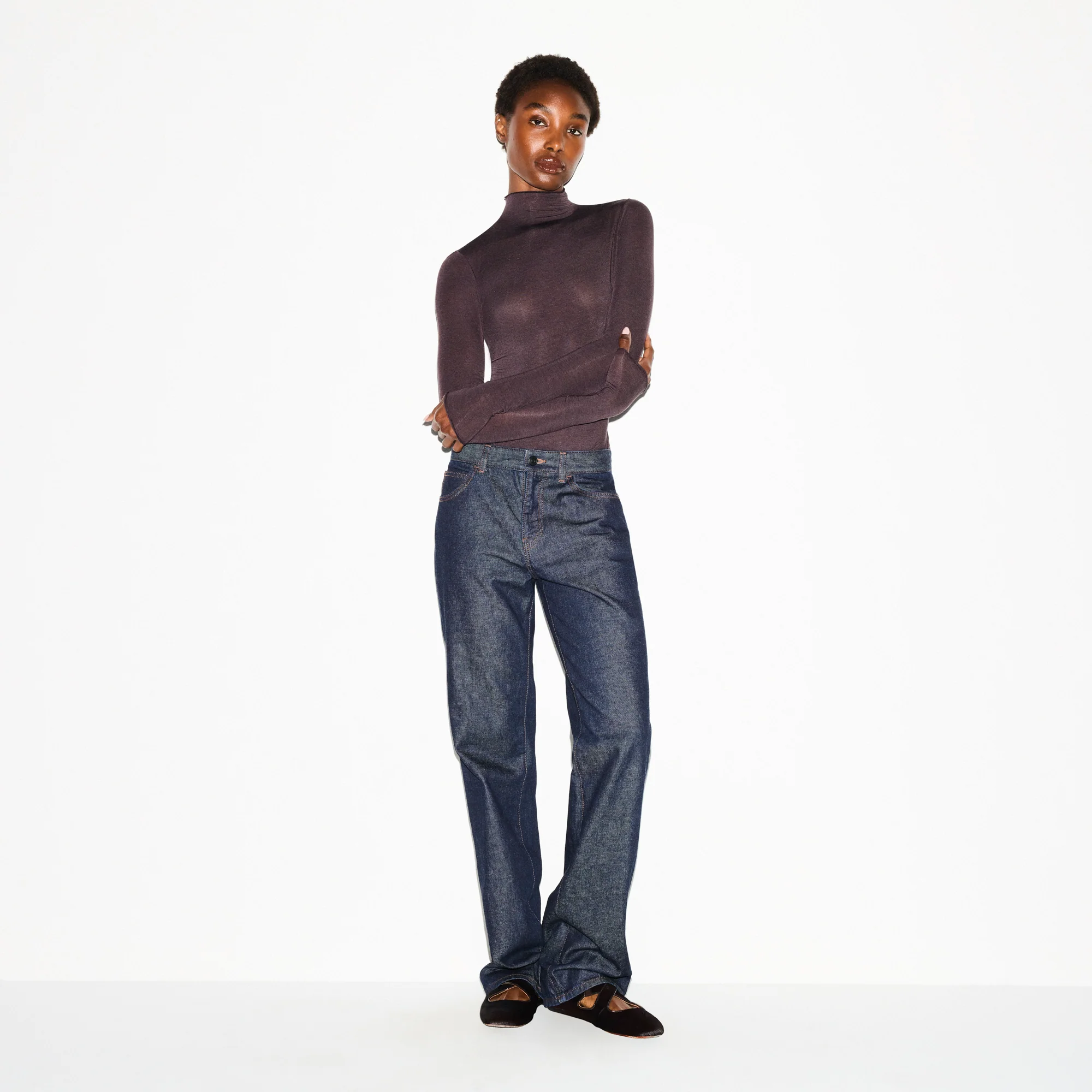 SHEER MODAL LONG SLEEVE TURTLENECK BODYSUIT | PHOENIX - Image 5