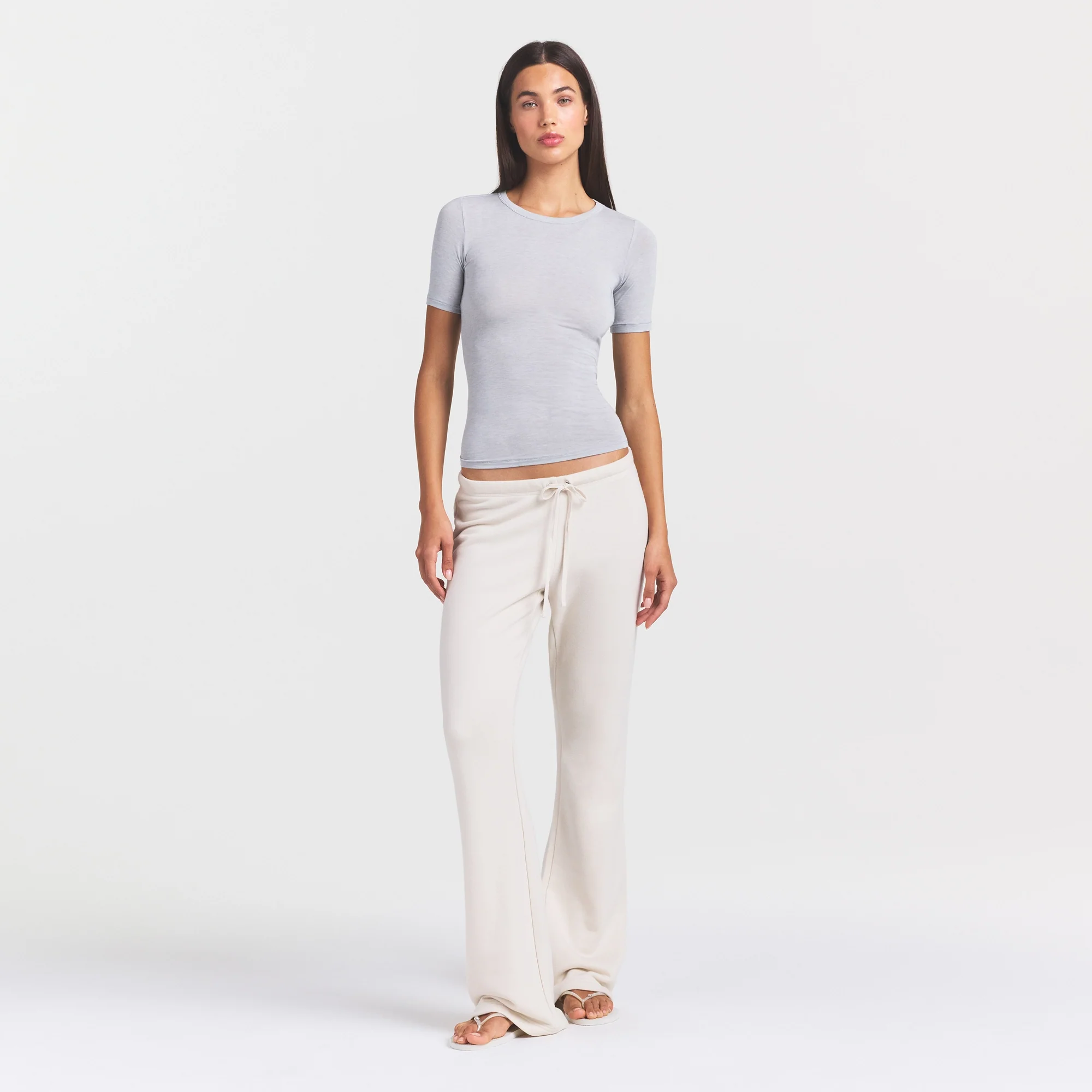 SHEER MODAL LONG T-SHIRT | HEATHER GREY - Image 2