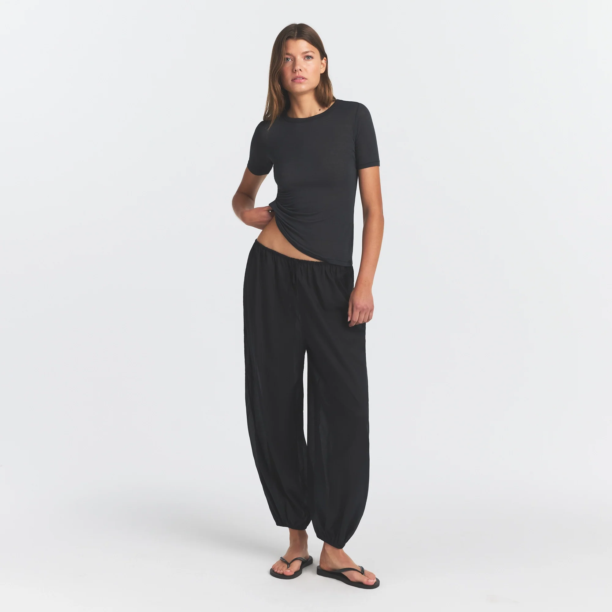 SHEER MODAL LONG T-SHIRT | ONYX - Image 2