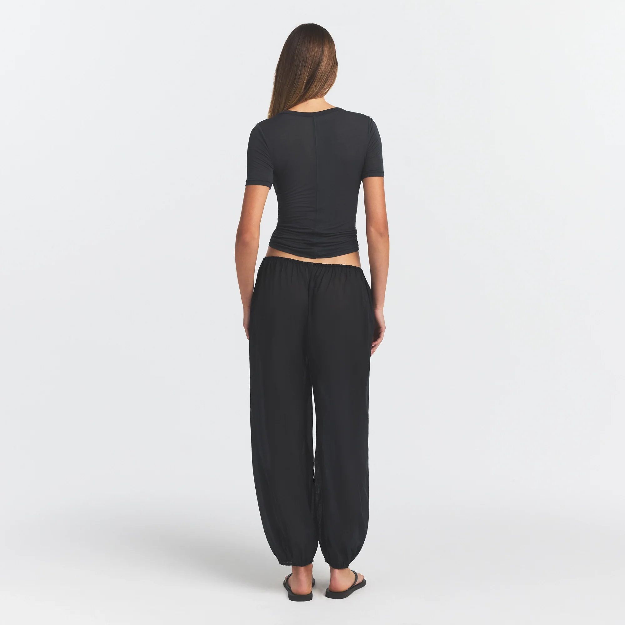 SHEER MODAL LONG T-SHIRT | ONYX - Image 4
