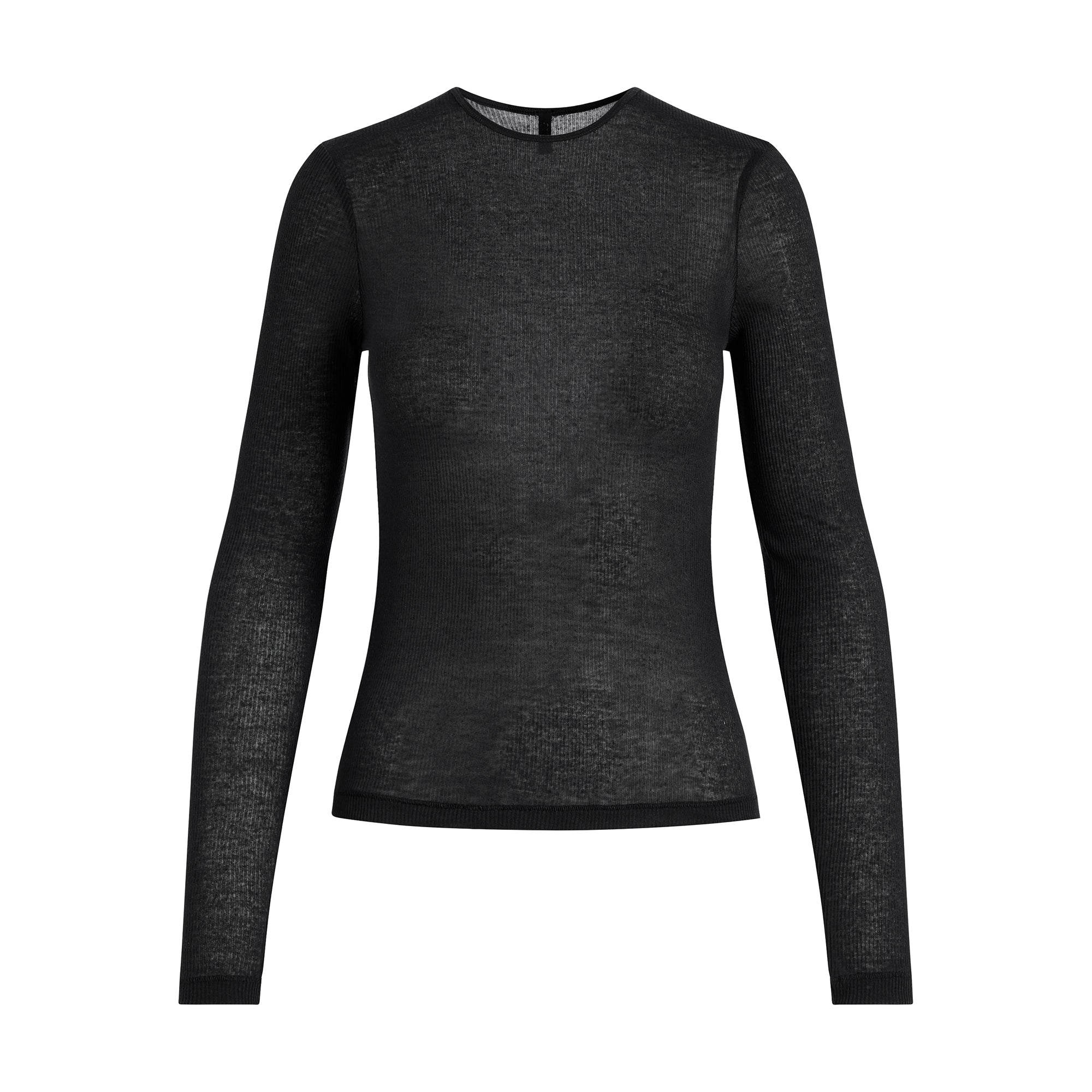 SHEER RIB LONG SLEEVE T-SHIRT | SOOT