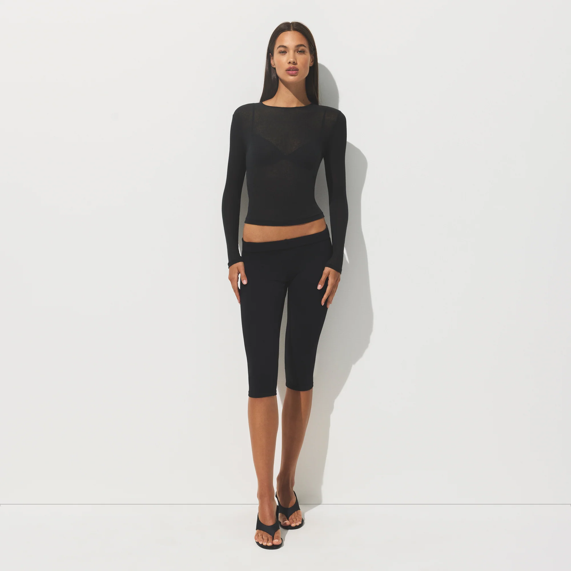 SHEER RIB LONG SLEEVE T-SHIRT | SOOT - Image 2