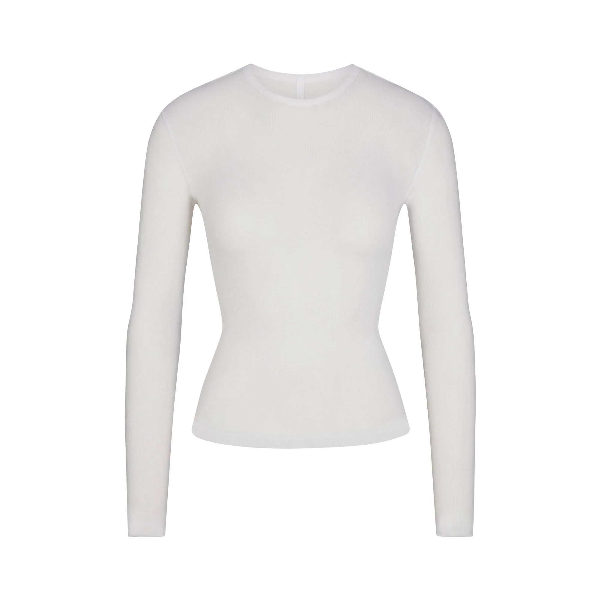 SHEER RIB LONG SLEEVE TOP | SNOW