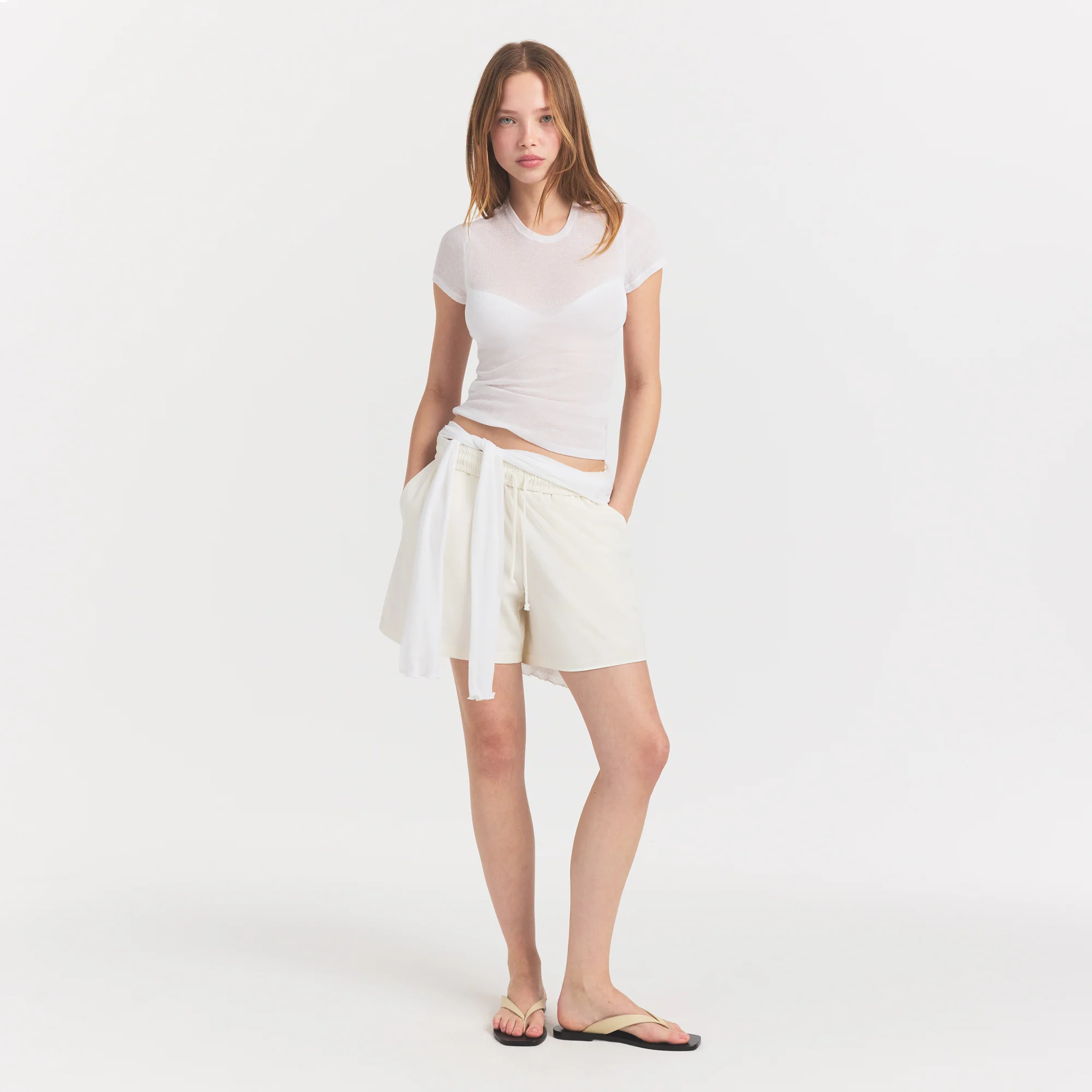 SHEER RIB T-SHIRT | SNOW - Image 2