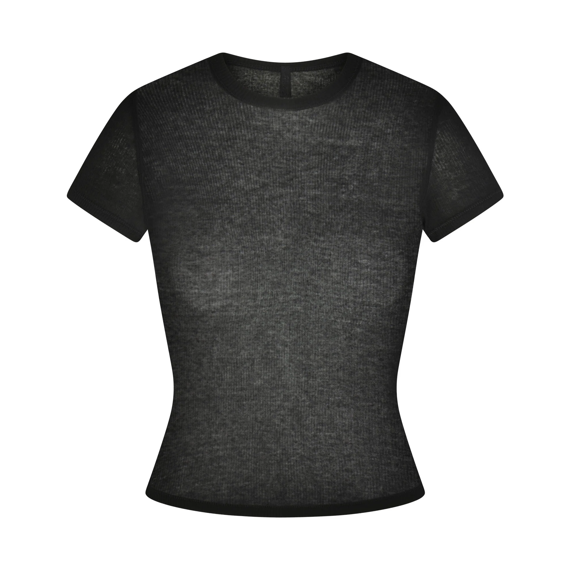 SHEER RIB T-SHIRT | SOOT