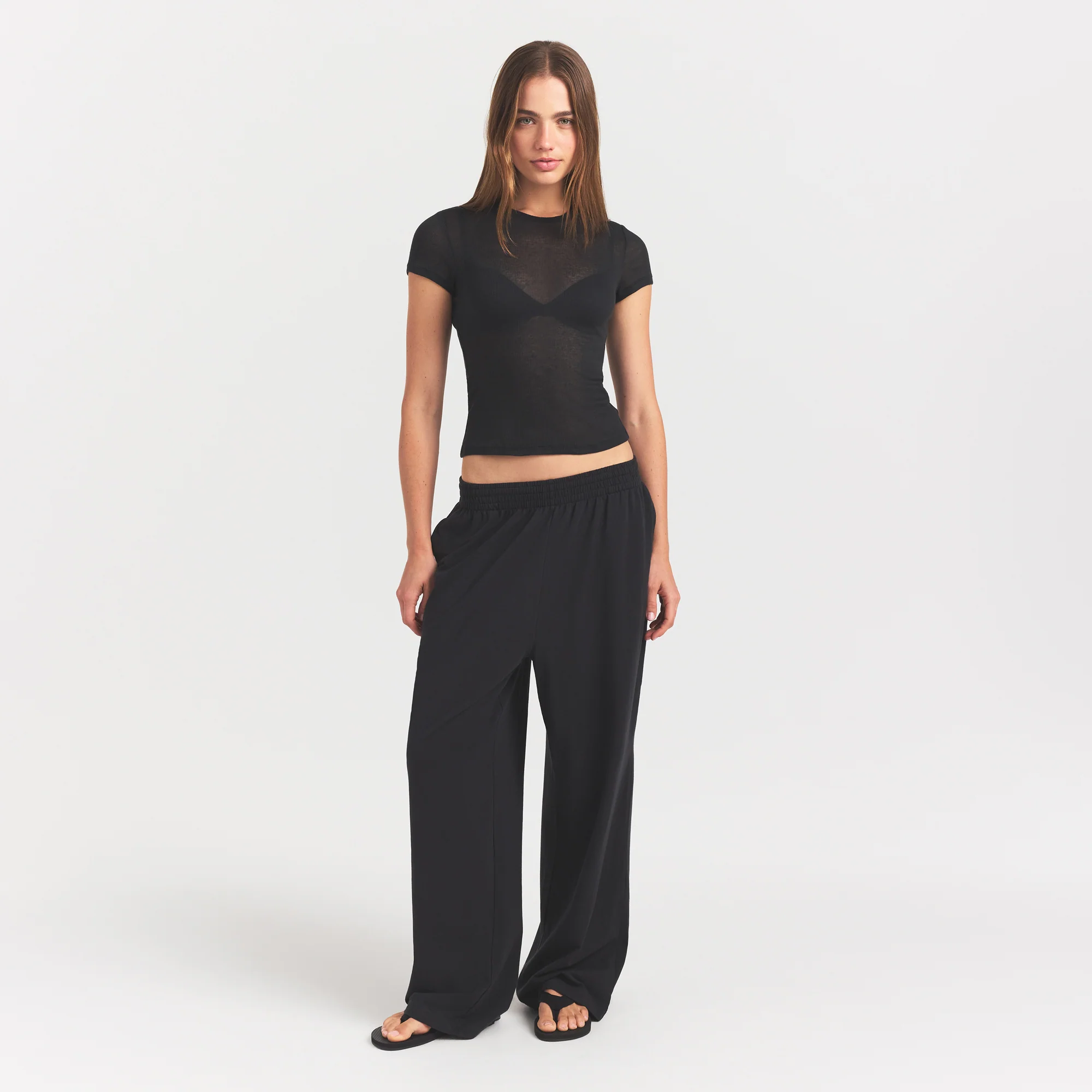 SHEER RIB T-SHIRT | SOOT - Image 2