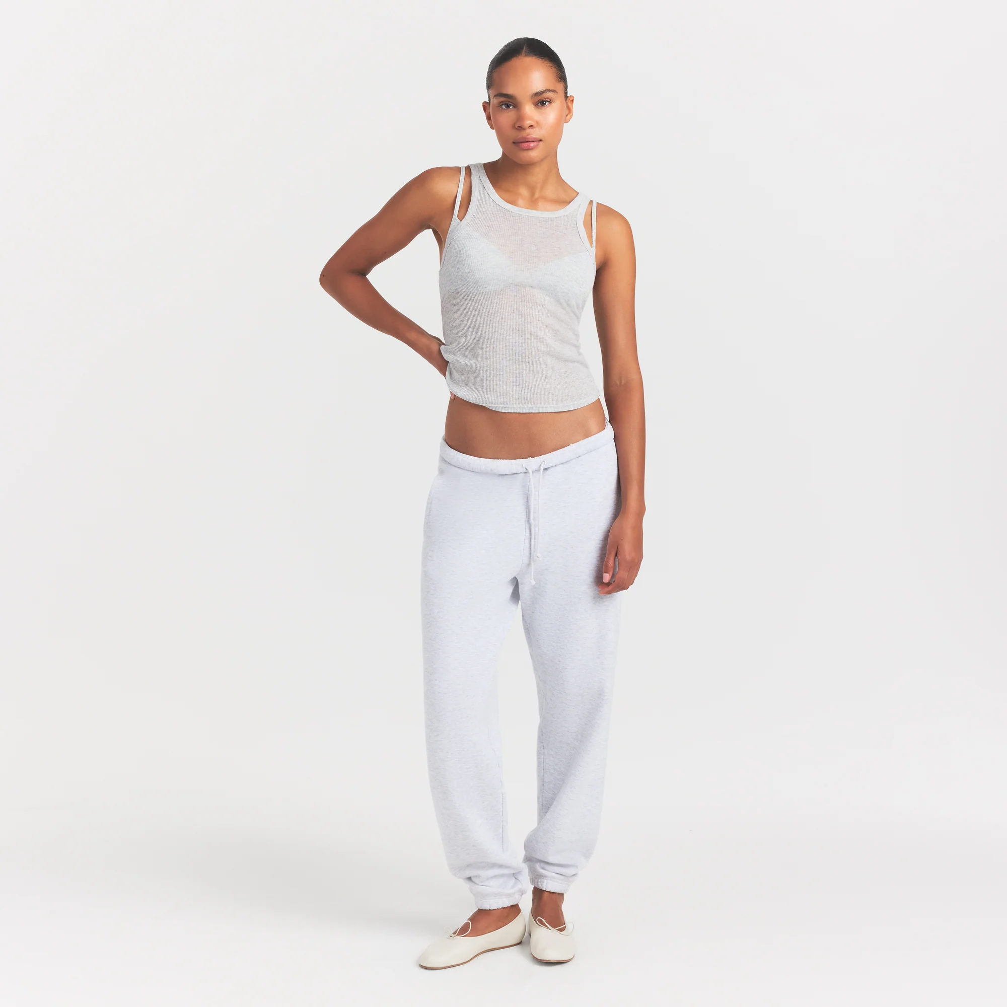 SHEER RIB TANK | LIGHT HEATHER GREY - Image 2