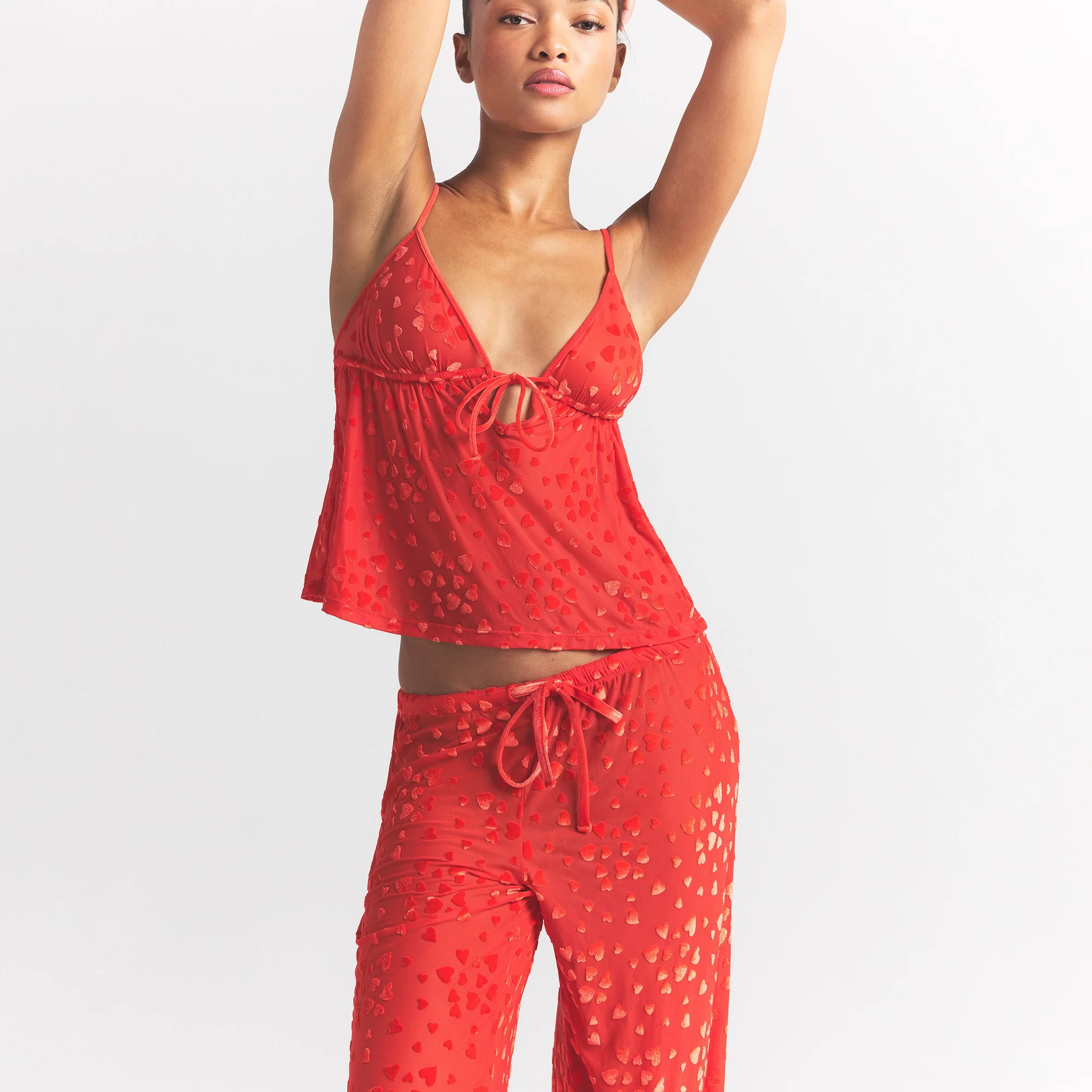 SHEER VELVET CAMI AND PANT SET | RUBY - Image 3