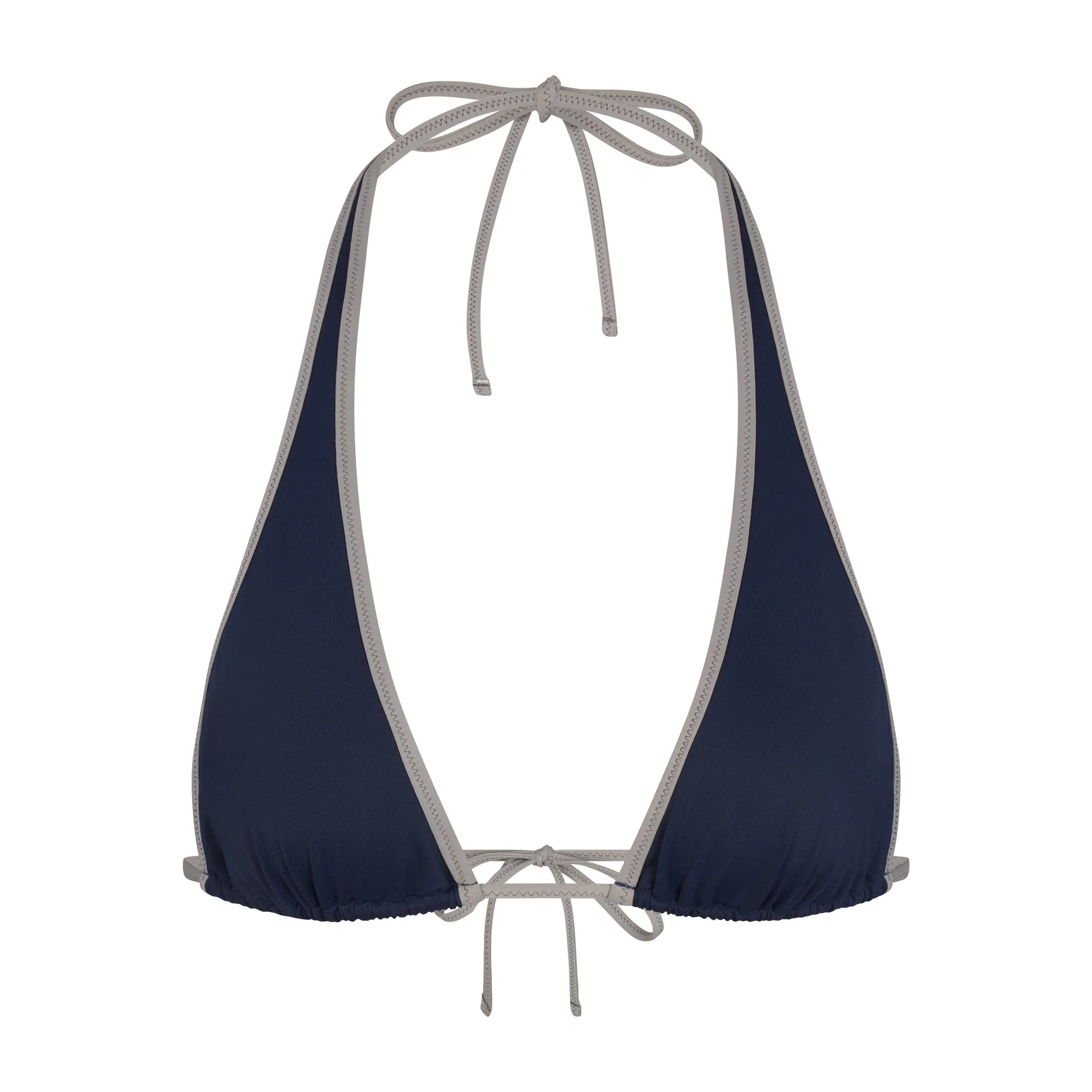 SIGNATURE SWIM HALTER PLUNGE BIKINI TOP | NAVY CONTRAST