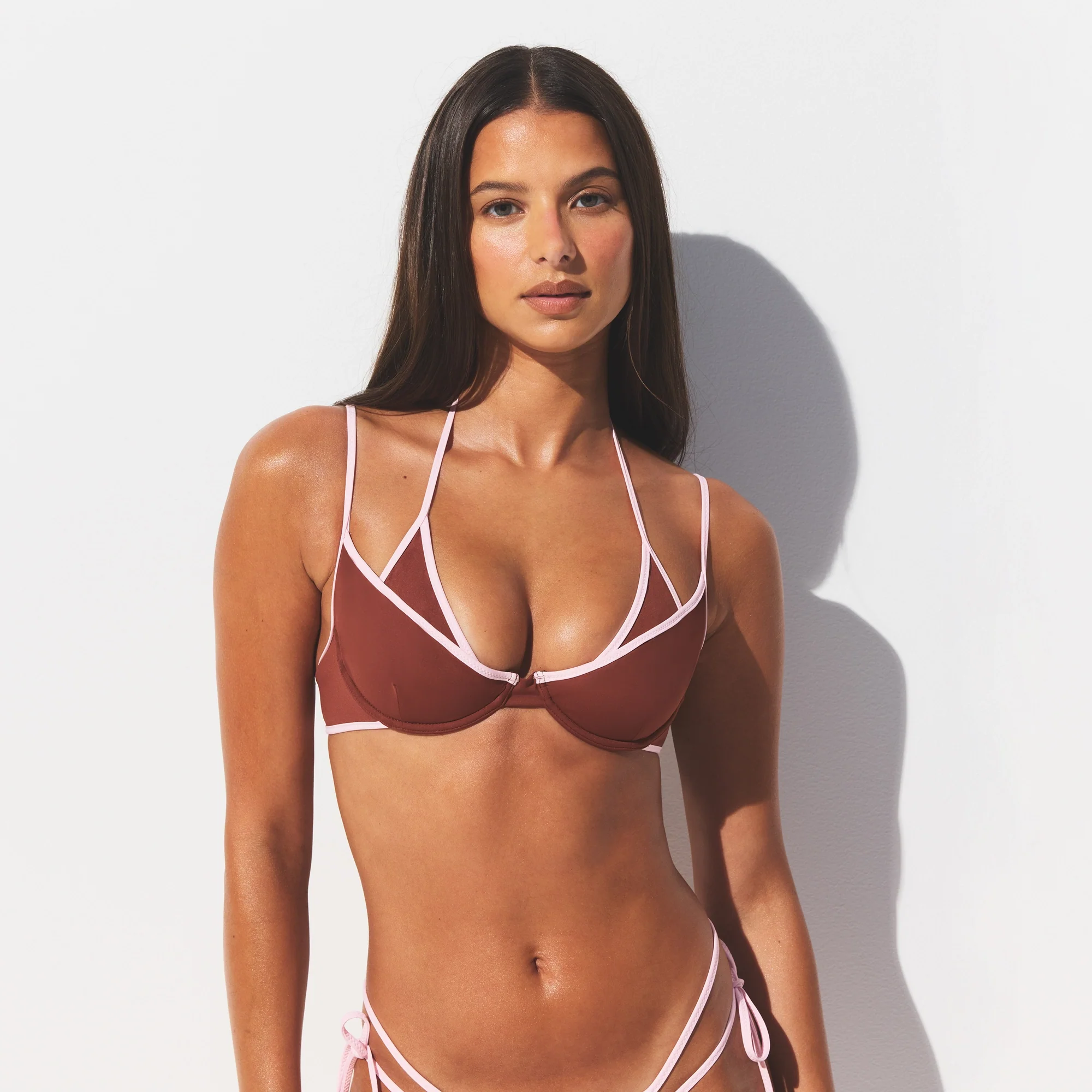 SIGNATURE SWIM LAYERED PLUNGE BIKINI TOP | HENNA CONTRAST - Image 3