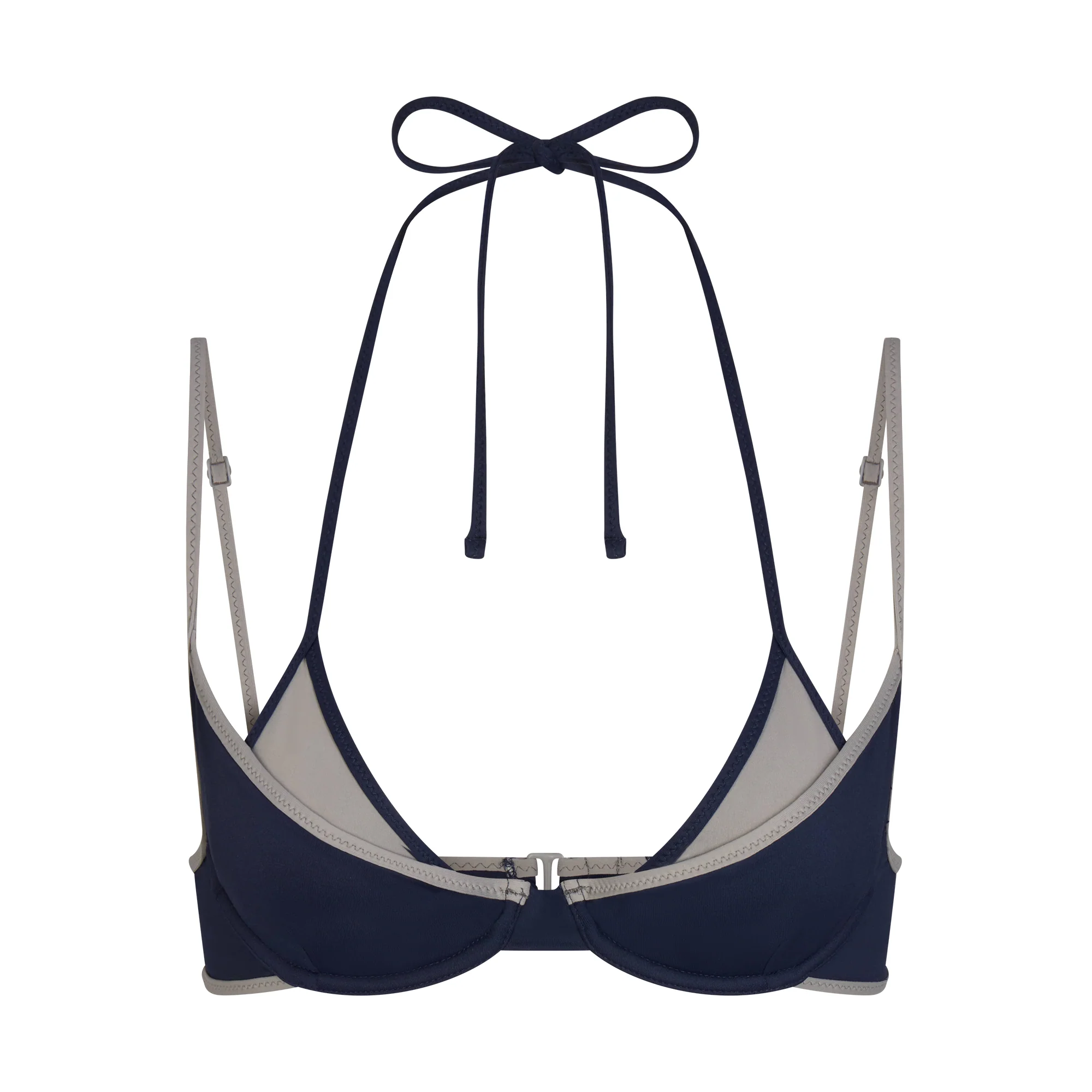 SIGNATURE SWIM LAYERED PLUNGE BIKINI TOP | NAVY CONTRAST
