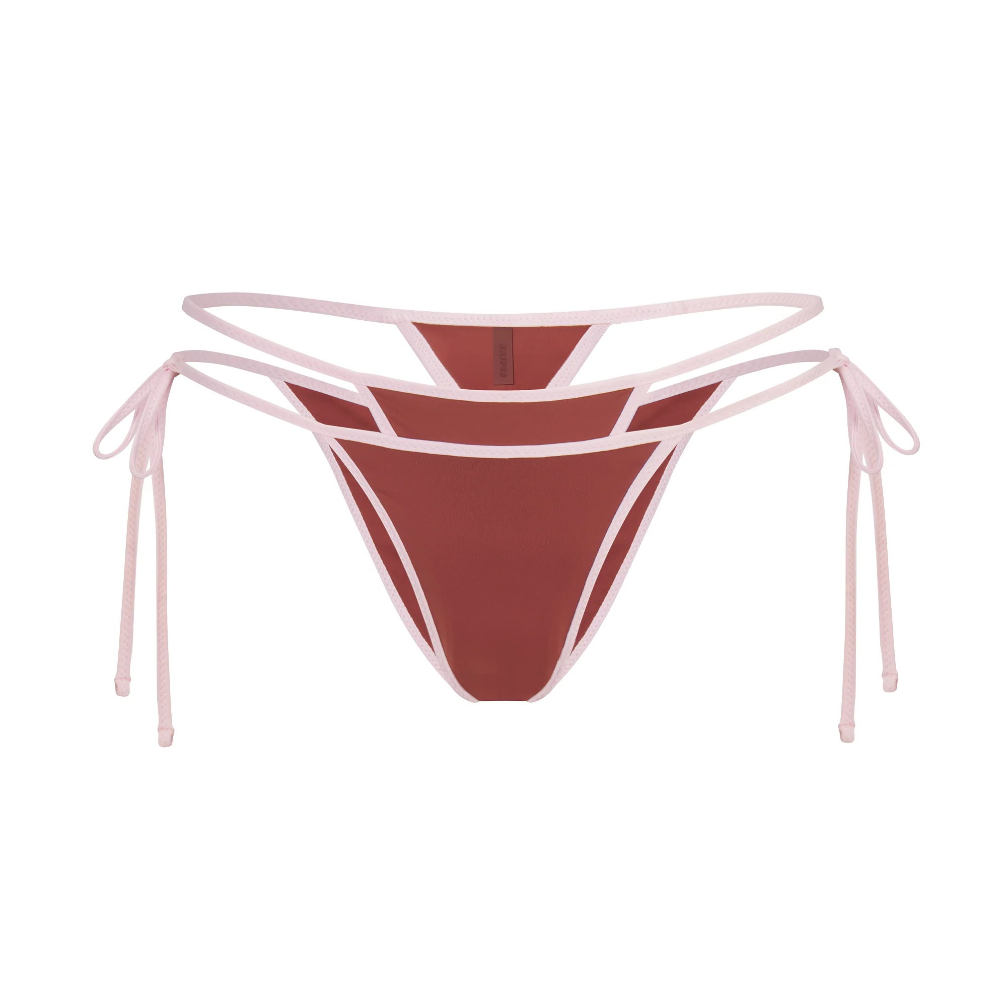 SIGNATURE SWIM LAYERED TIE SIDE BIKINI BOTTOM | HENNA CONTRAST