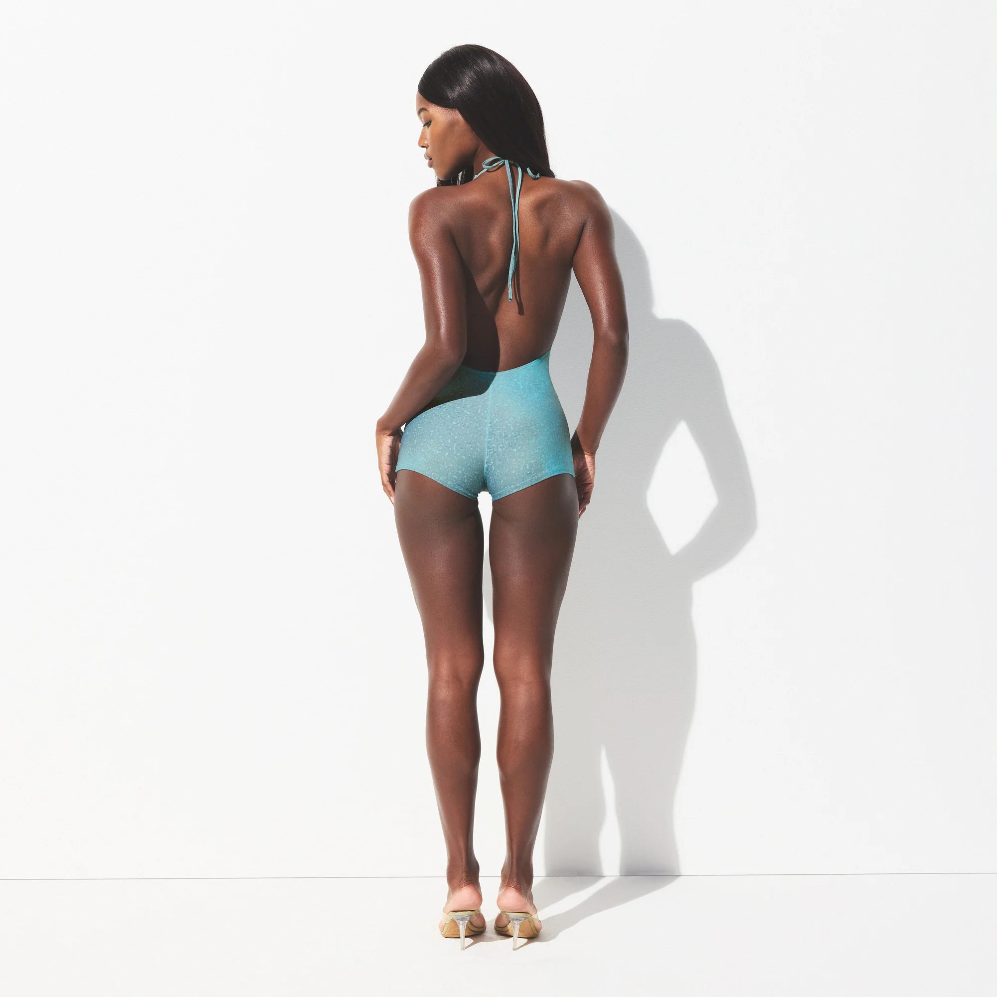 SIGNATURE SWIM PLUNGE SHORTIE ONE PIECE | CYAN FK OMBRE PRINT - Image 4