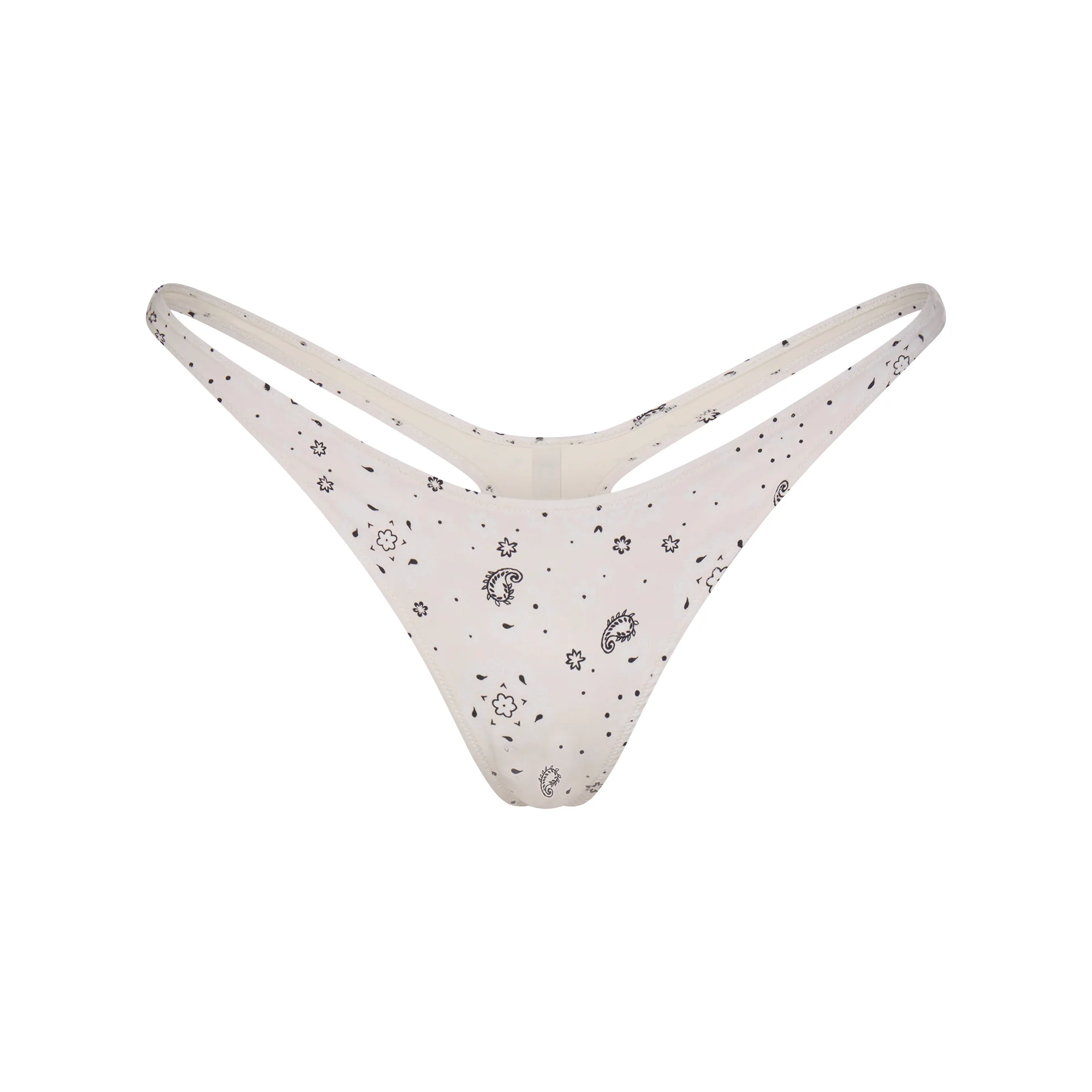 SIGNATURE SWIM THONG BIKINI BOTTOM | ECRU BANDANA PRINT
