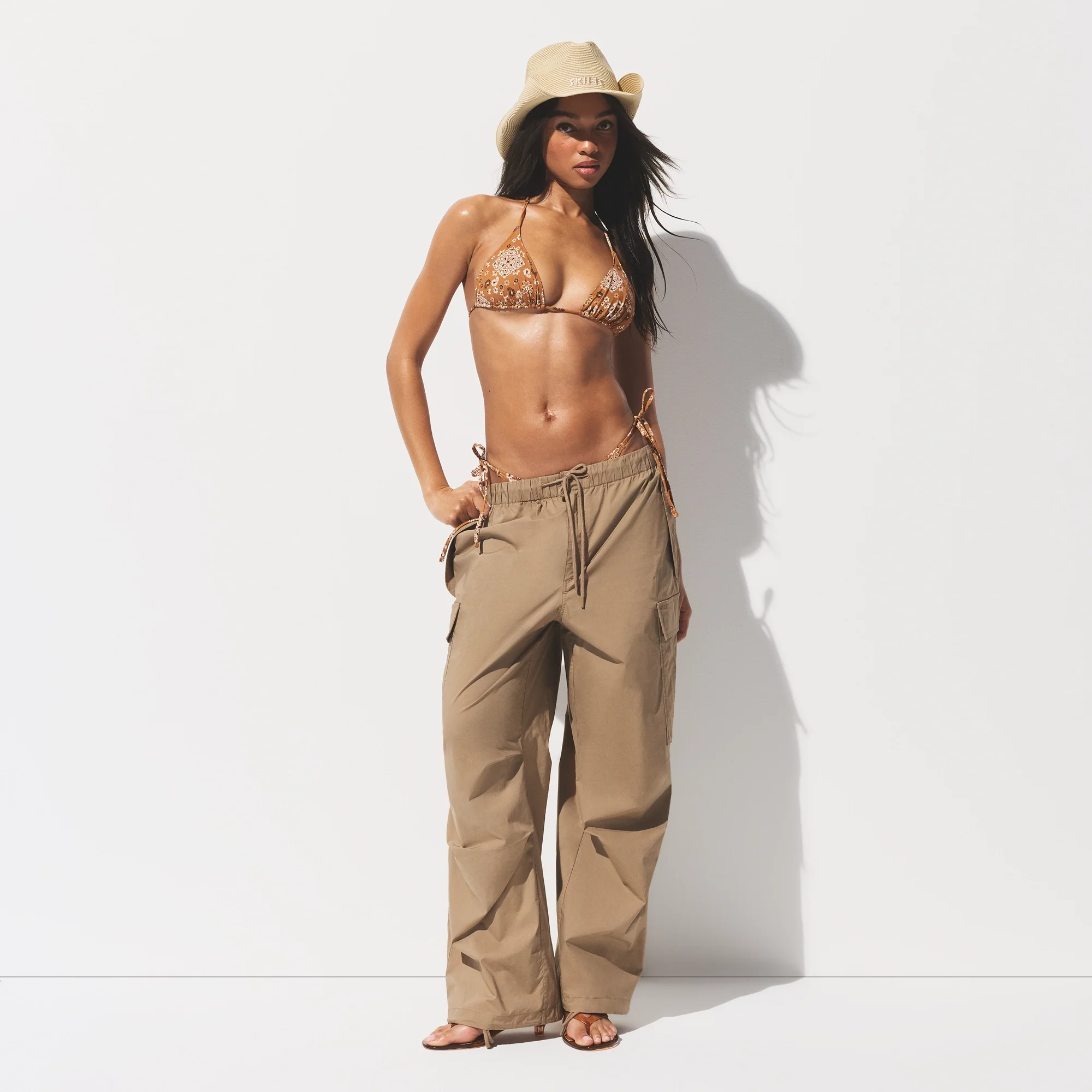 SIGNATURE SWIM TRIANGLE BIKINI TOP | ALMOND BANDANA - Image 2