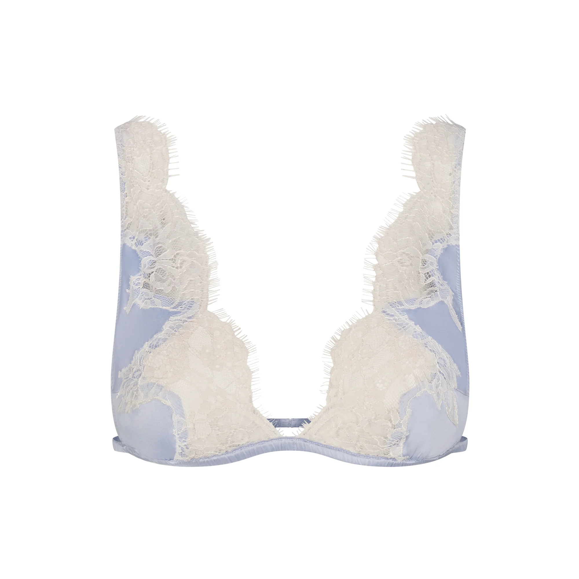 SILK LACE PLUNGE BRALETTE | PERIWINKLE CONTRAST