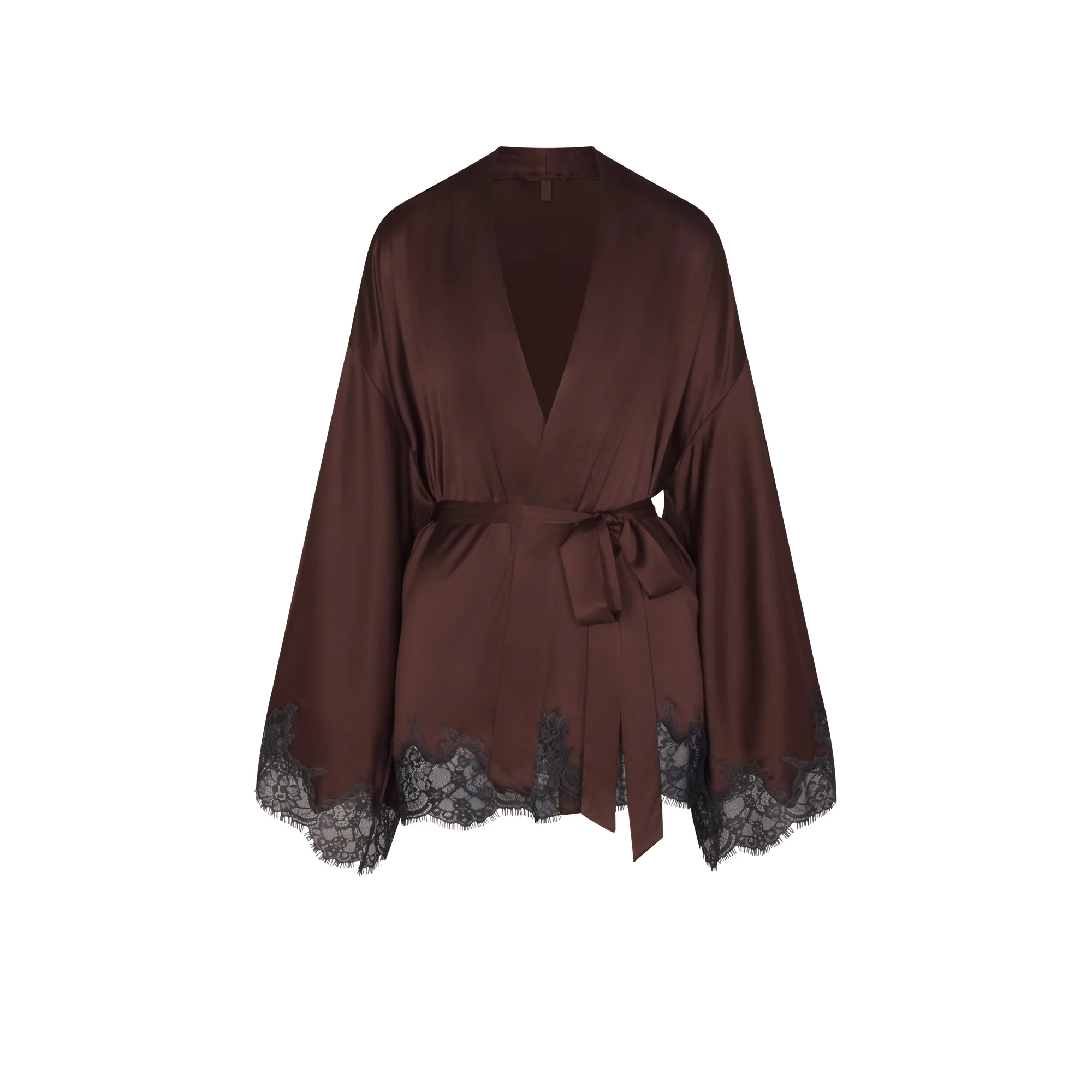 SILK LACE ROBE | ESPRESSO CONTRAST