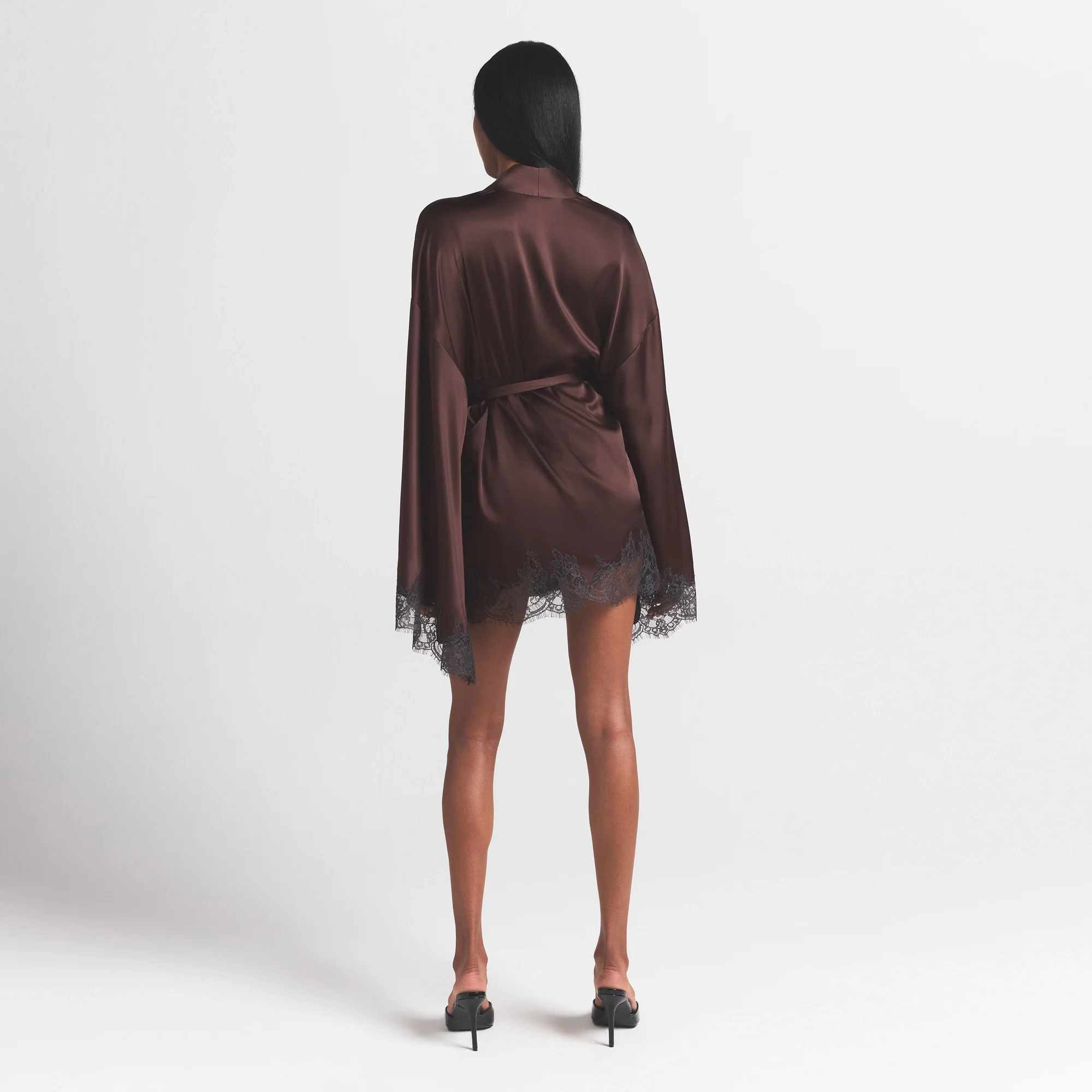 SILK LACE ROBE | ESPRESSO CONTRAST - Image 5