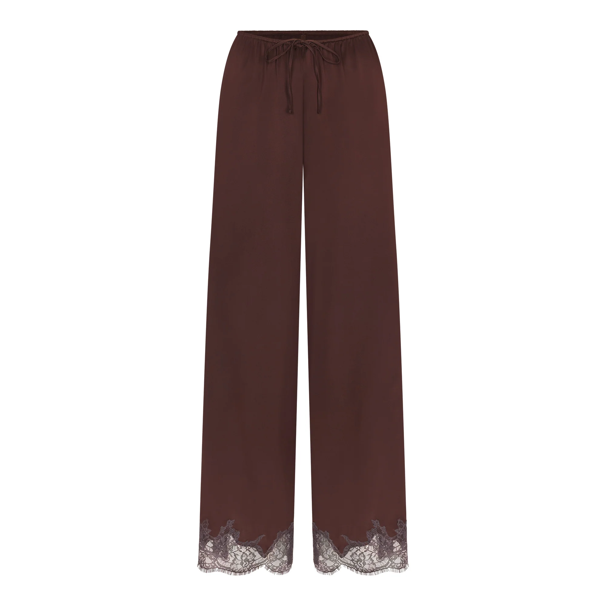 SILK LACE STRAIGHT LEG PANT | ESPRESSO CONTRAST