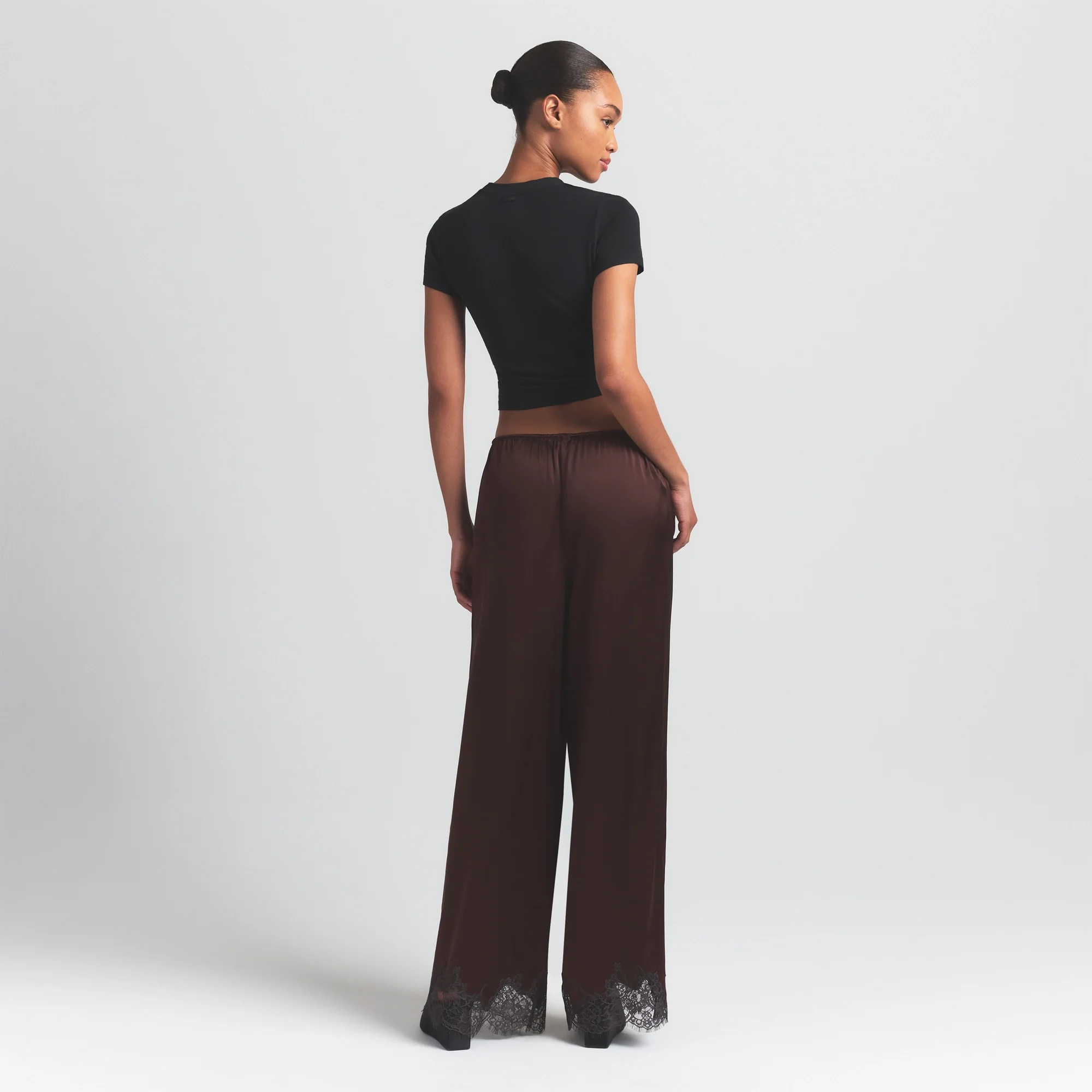 SILK LACE STRAIGHT LEG PANT | ESPRESSO CONTRAST - Image 8