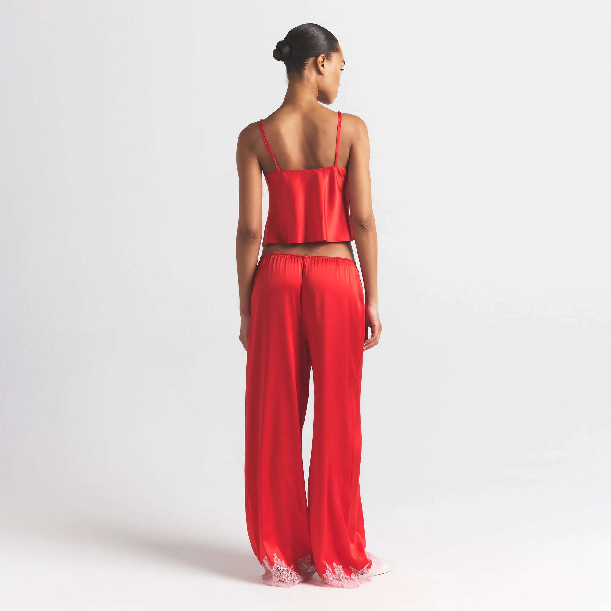 SILK LACE STRAIGHT LEG PANT | RUBY CONTRAST - Image 5