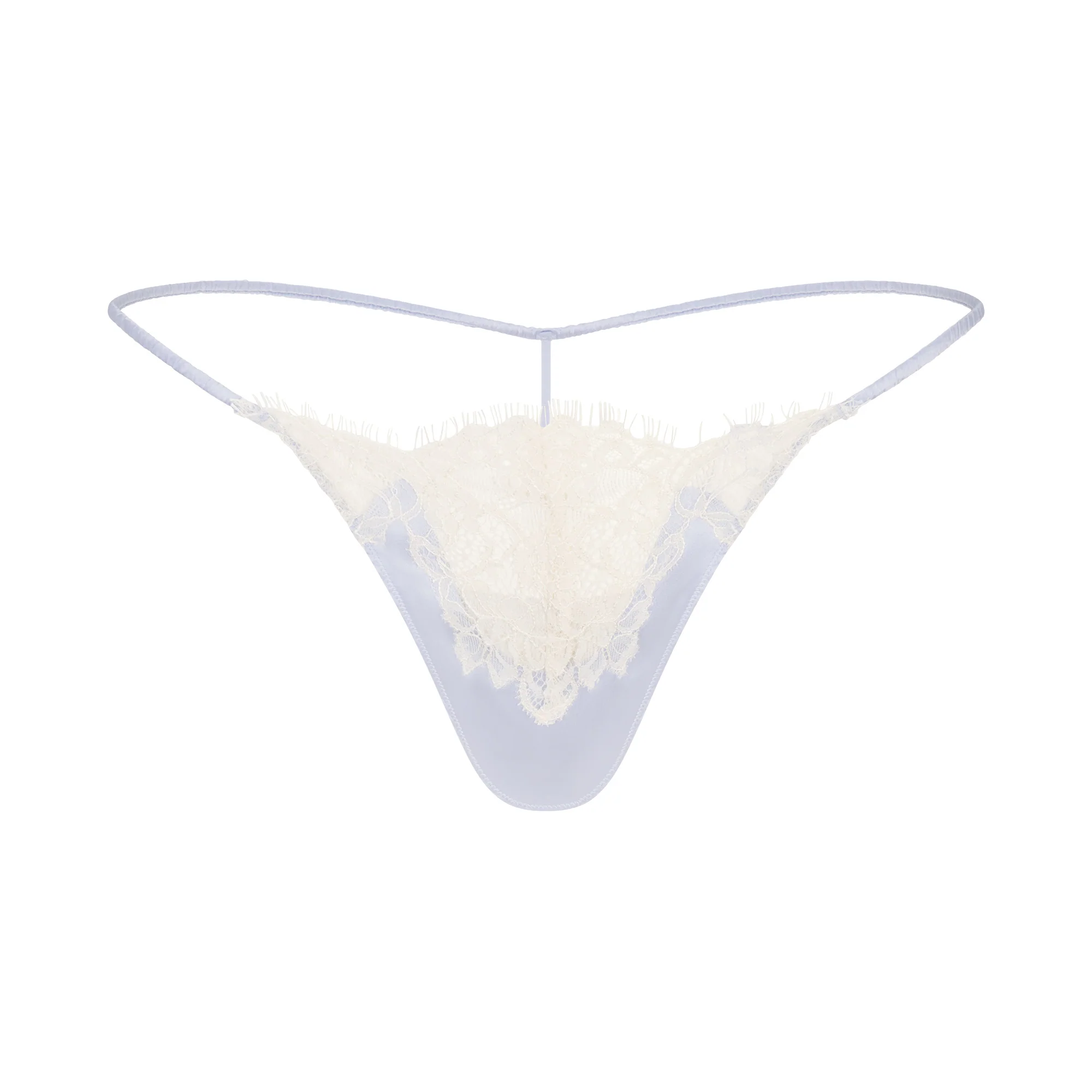 SILK LACE STRING THONG | PERIWINKLE CONTRAST