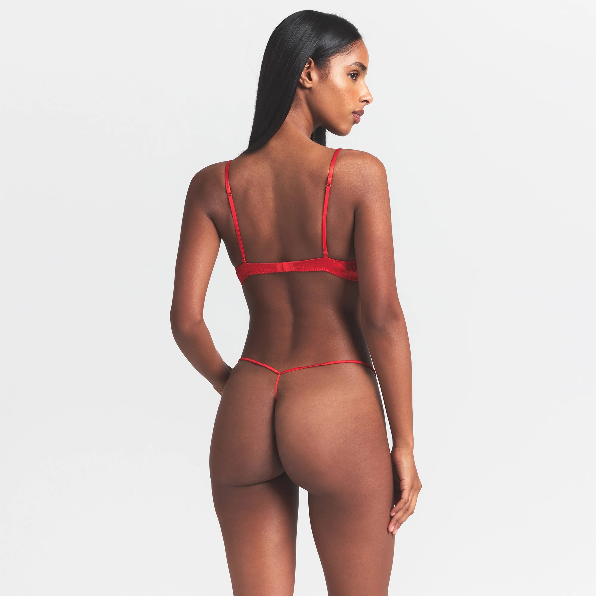 SILK LACE UNLINED DEMI BRA | RUBY CONTRAST - Image 4