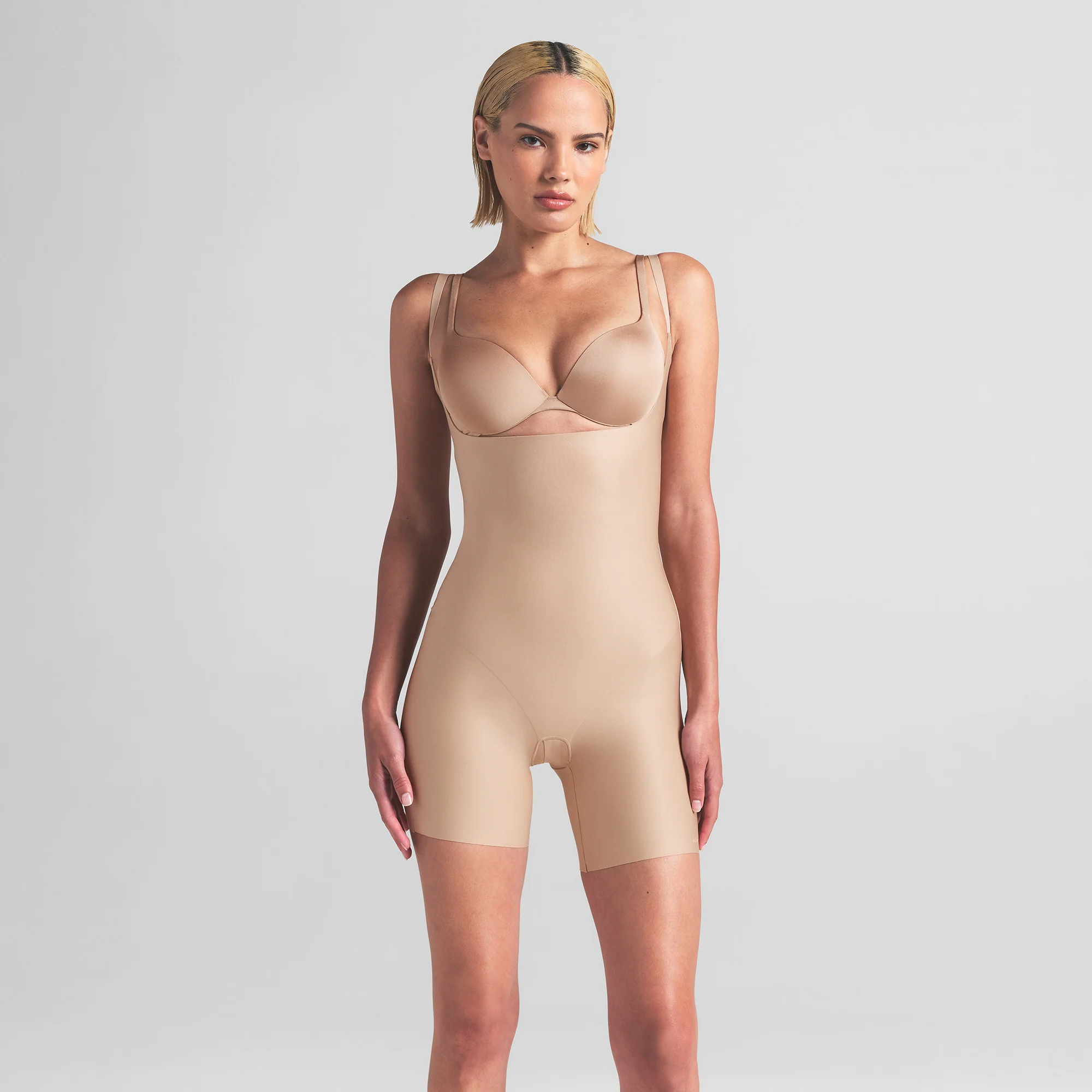 SKIMS BODY CORE SCULPT OPEN BUST MID THIGH BODYSUIT | CLAY - Image 2