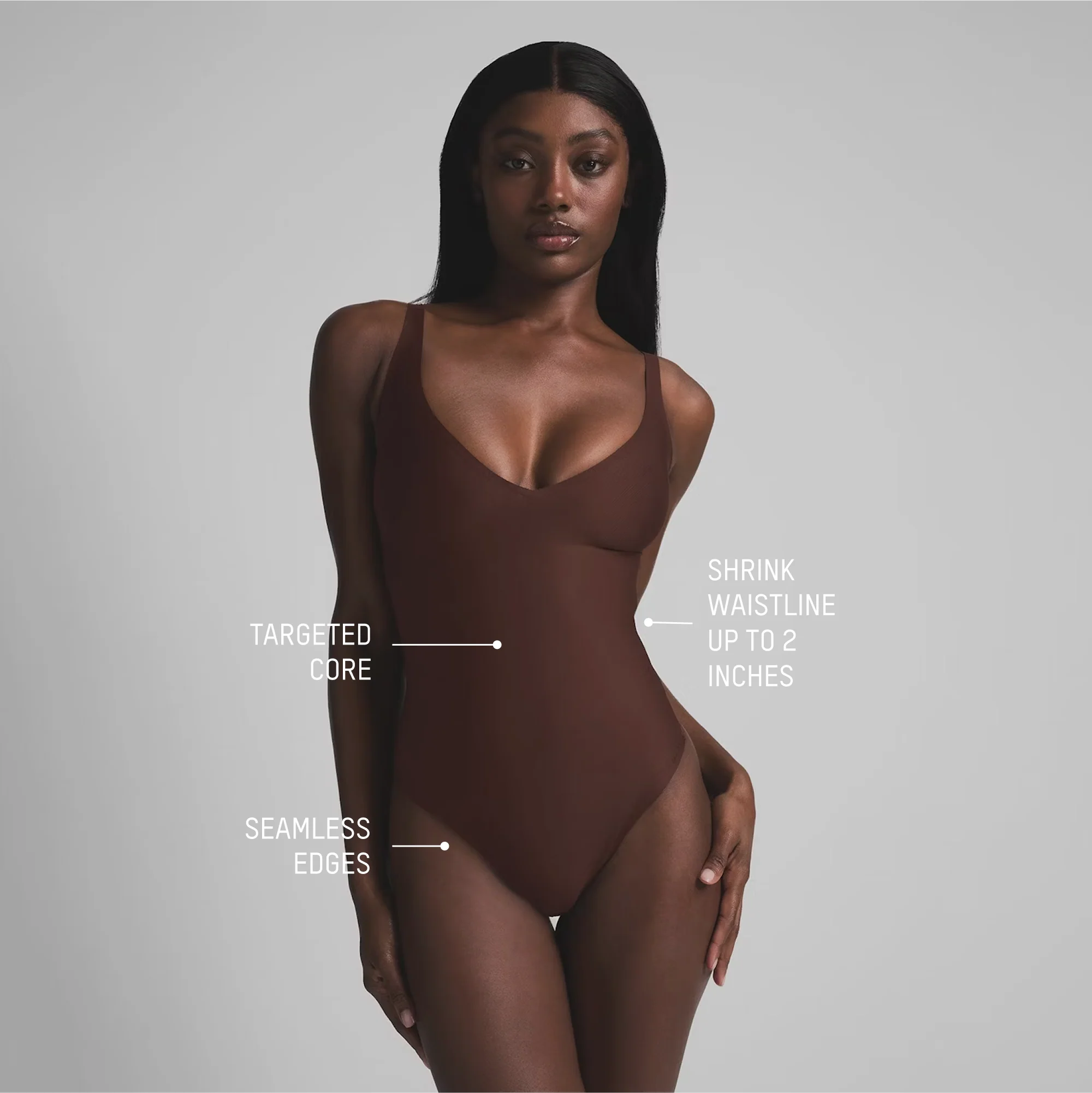 SKIMS BODY CORE SCULPT PLUNGE THONG BODYSUIT | ONYX - Image 6