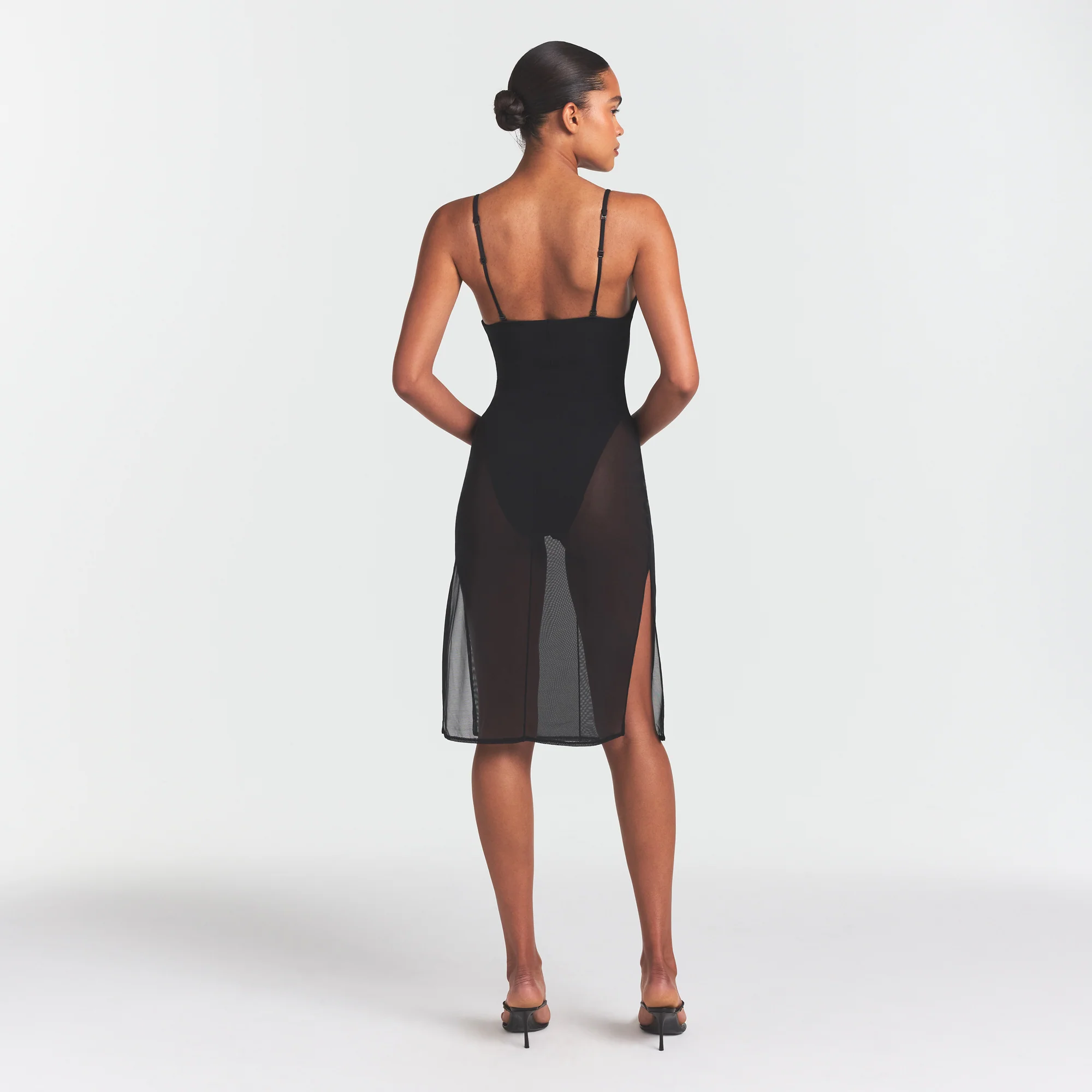 SKIMS BODY MESH PLUNGE MIDI DRESS | ONYX - Image 5