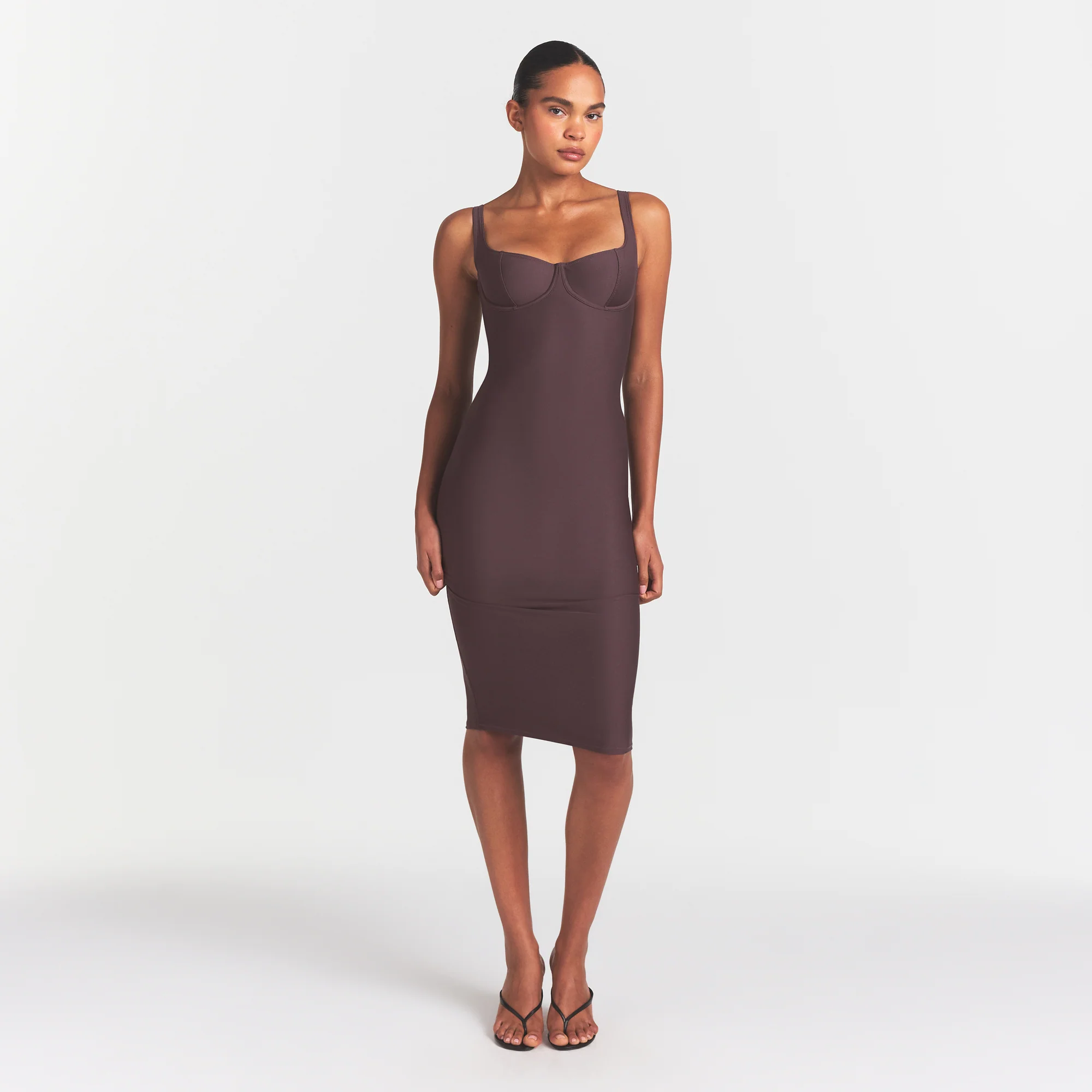 SKIMS BODY MIDI DRESS | RAISIN - Image 2