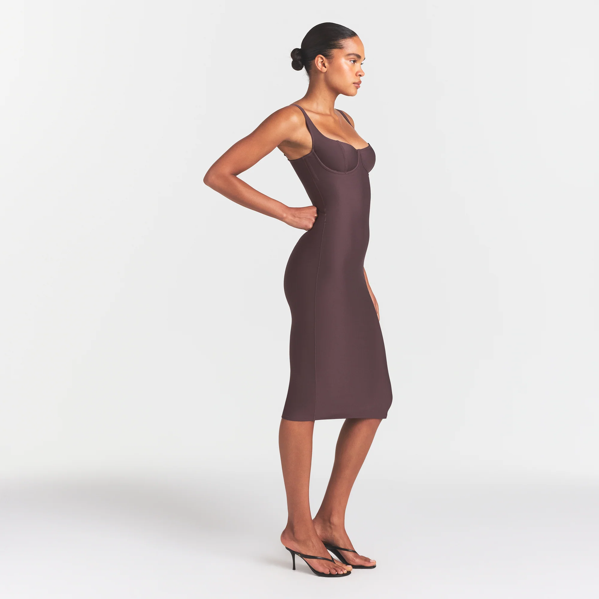 SKIMS BODY MIDI DRESS | RAISIN - Image 5